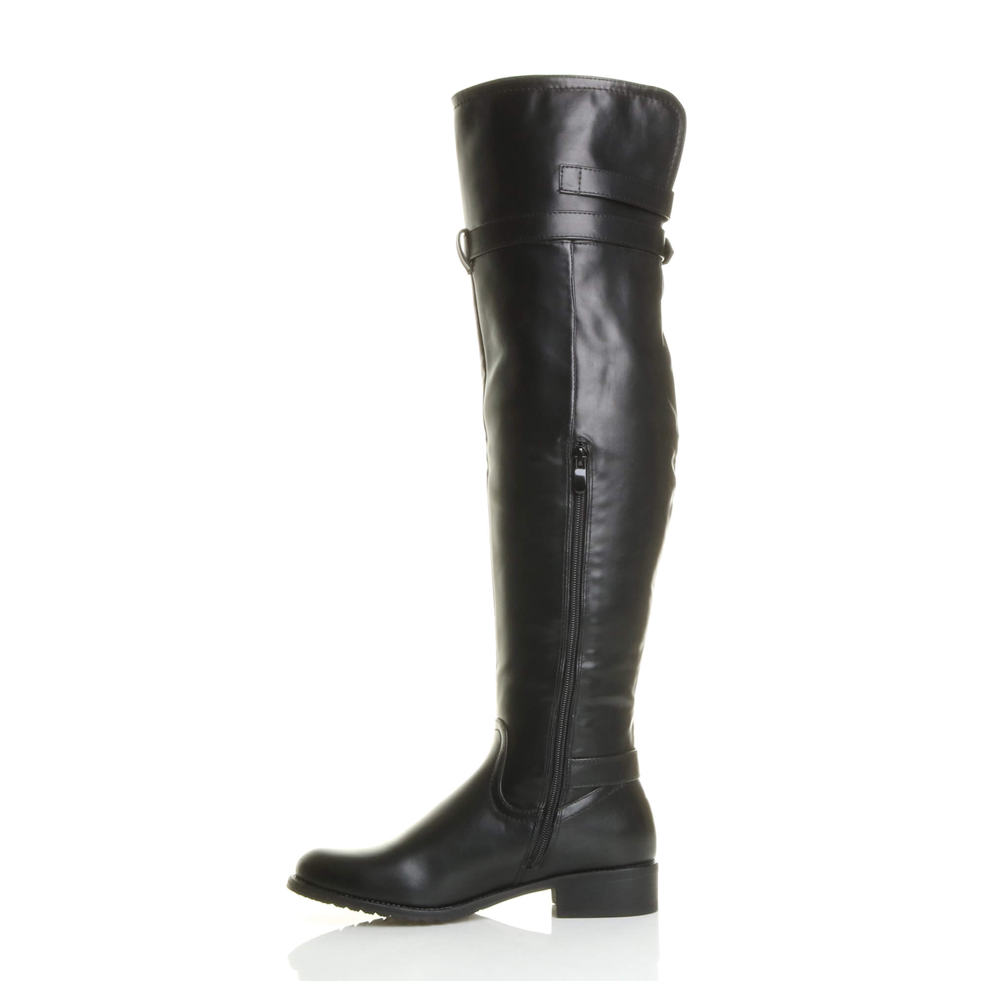 Black AJVANI Black Riding Over The Knee Boots, Image 3 of 8