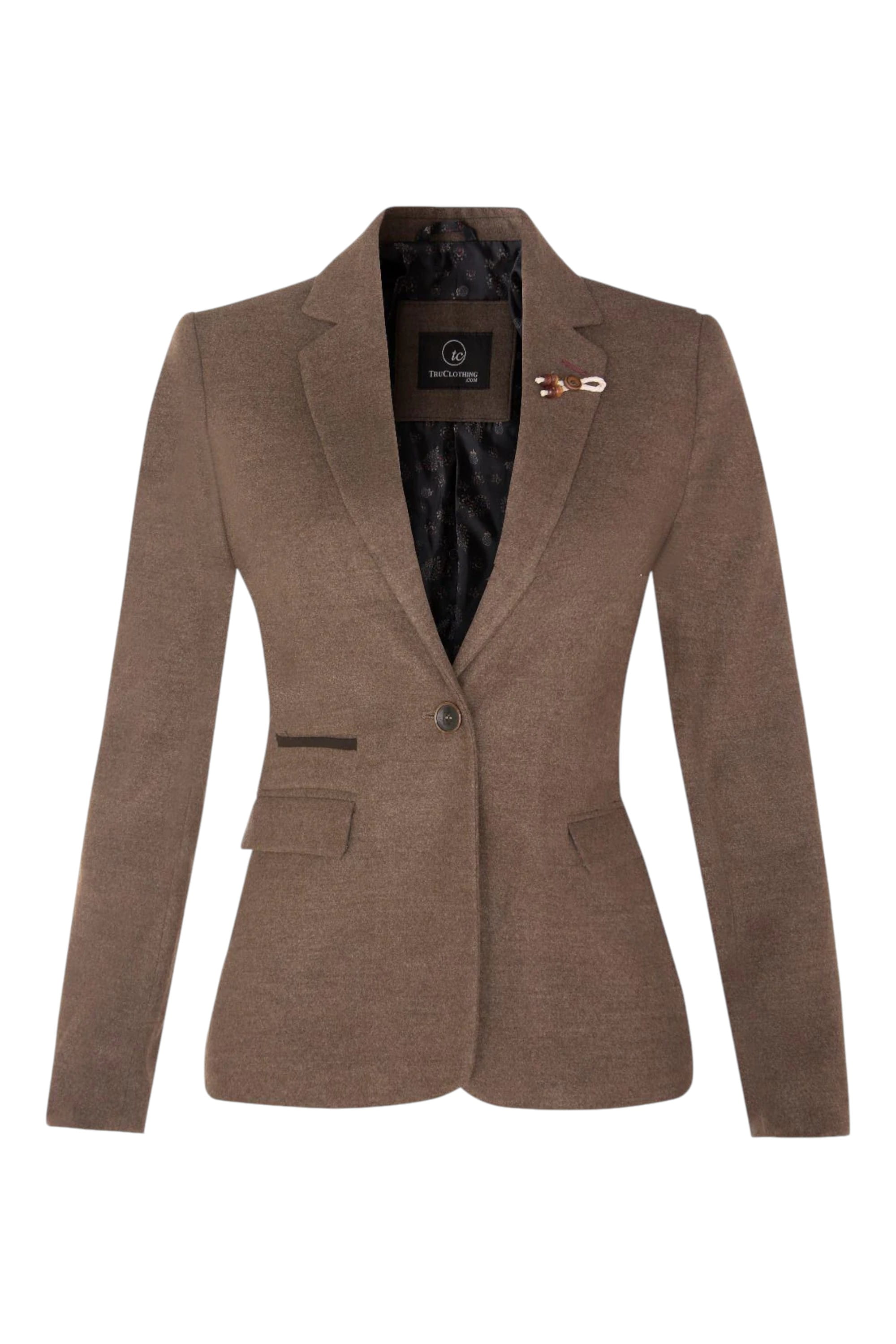 Brown Infinity Leather Brown Tweed 1920s Herringbone Light Brown Blazer, Image 1 of 6