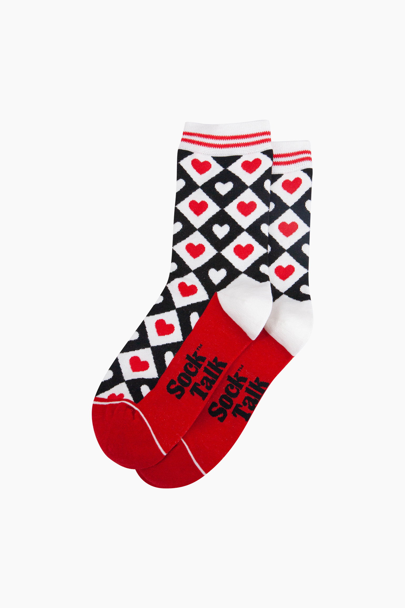 Red Love Heart Diamonds Bamboo Socks in Red, Image 3 of 4