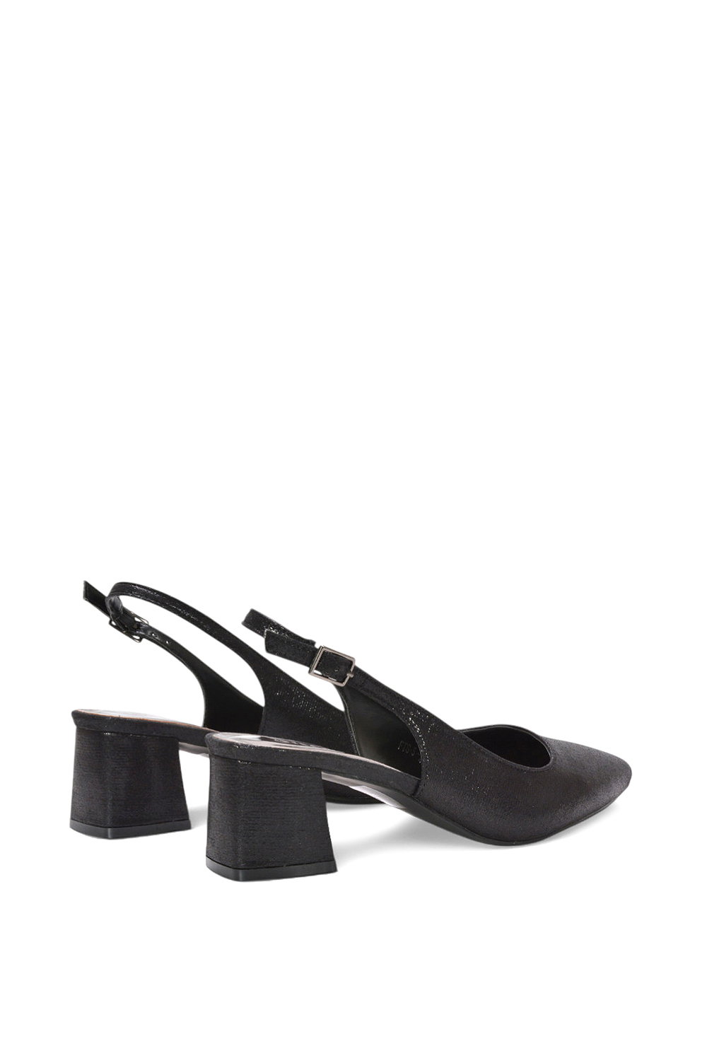 Black 'Virelai' Shimmer Low Block Heels With Slingback, Image 4 of 6