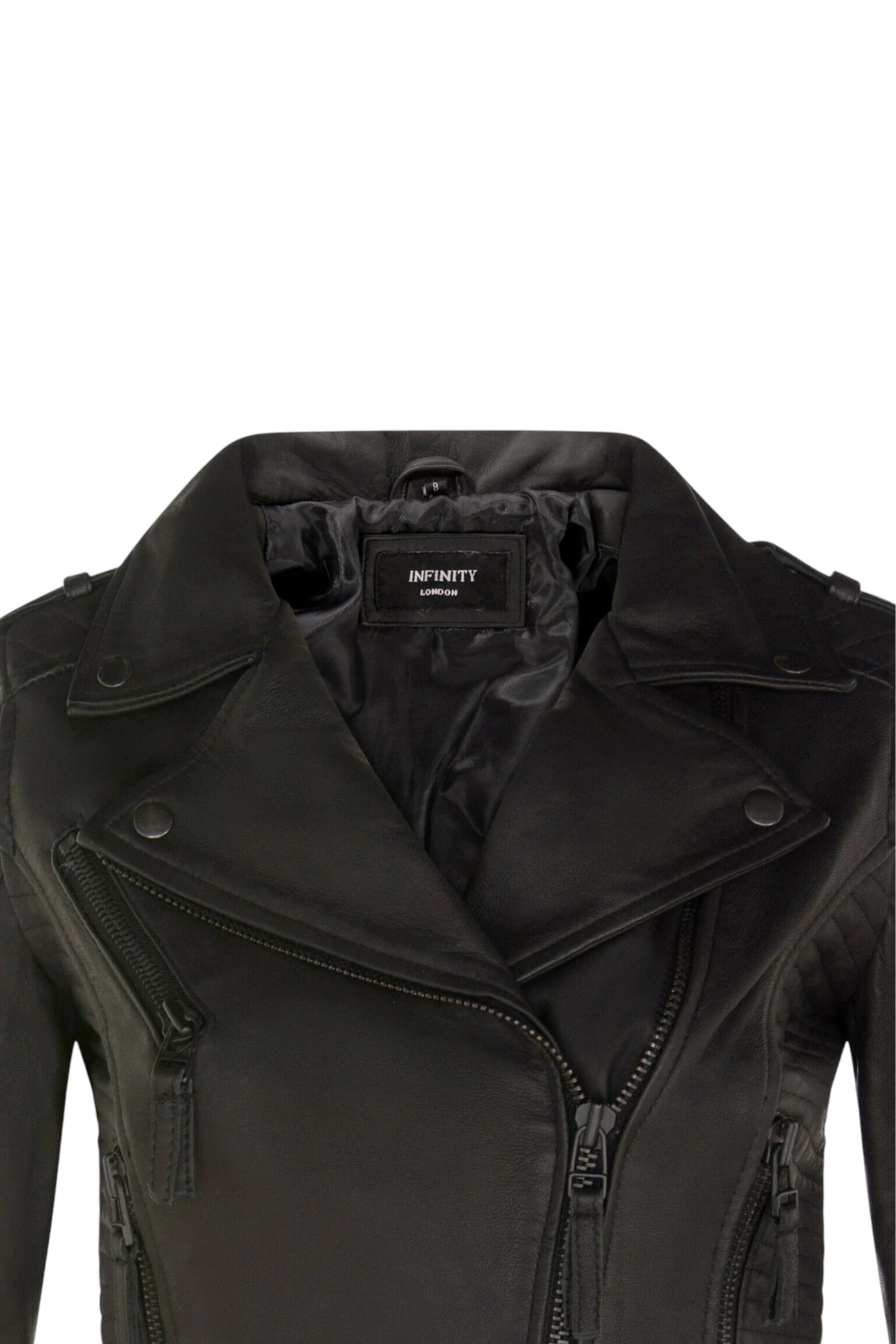Black Leather Quilted Brando Biker Jacket, Image 4 of 4