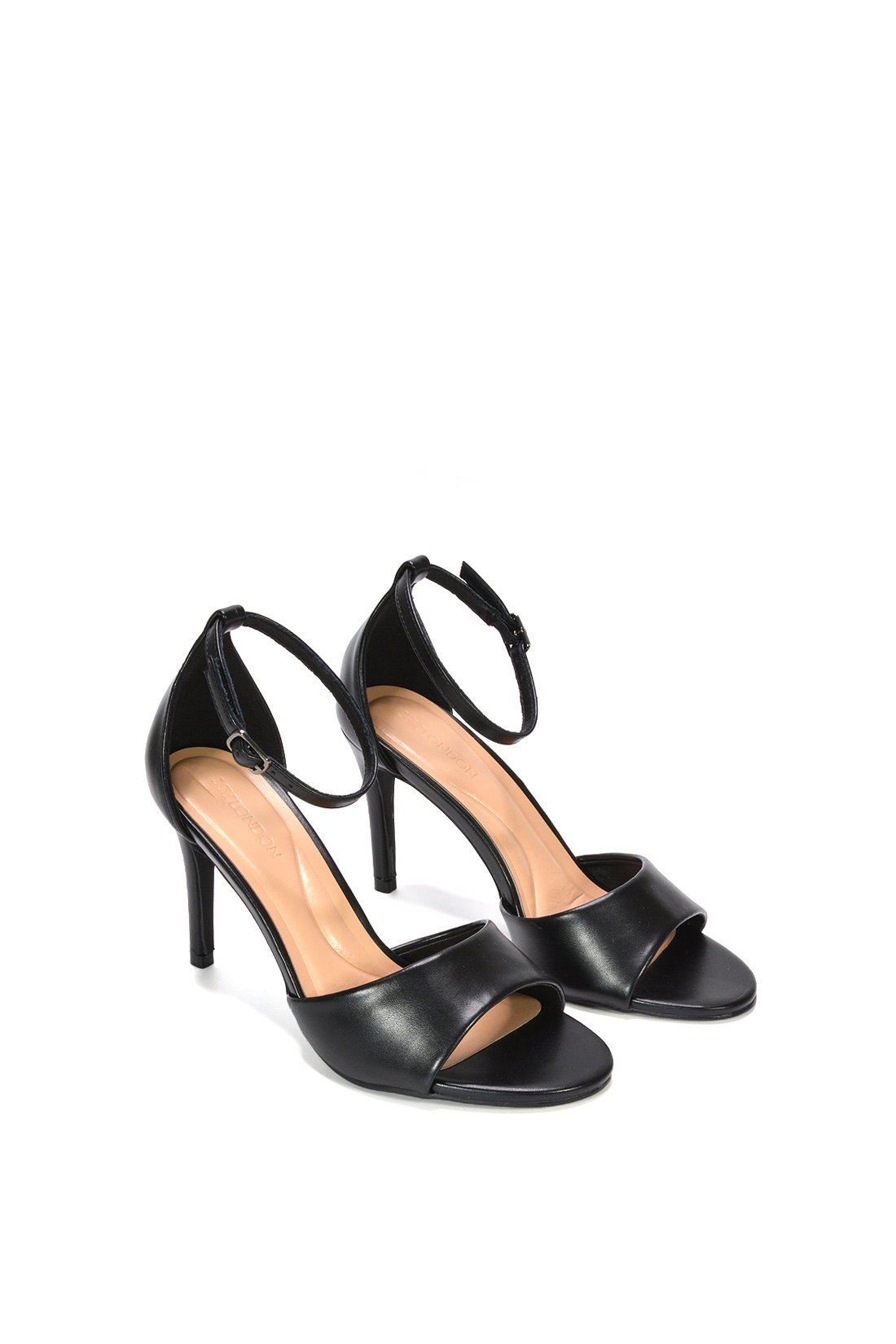 Black Stiletto Heel Open Toe Sandals With Ankle Strap, Image 5 of 6