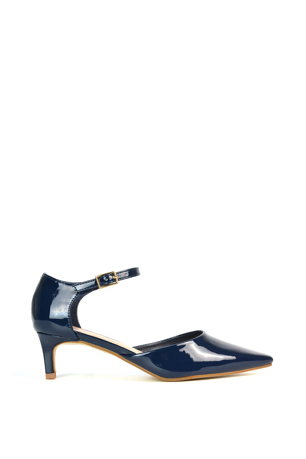 Navy XY LONDON Navy 'Kacey' Low Heel Court Shoes With Slingbacks, Image 1 of 6