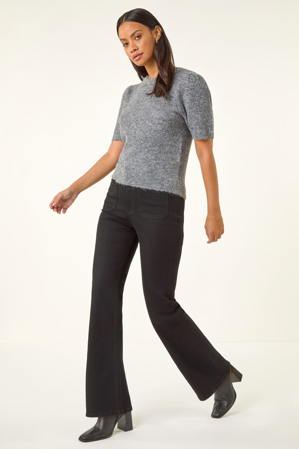 Black Dusk Front Pocket Bootcut Jeans, Image 4 of 5