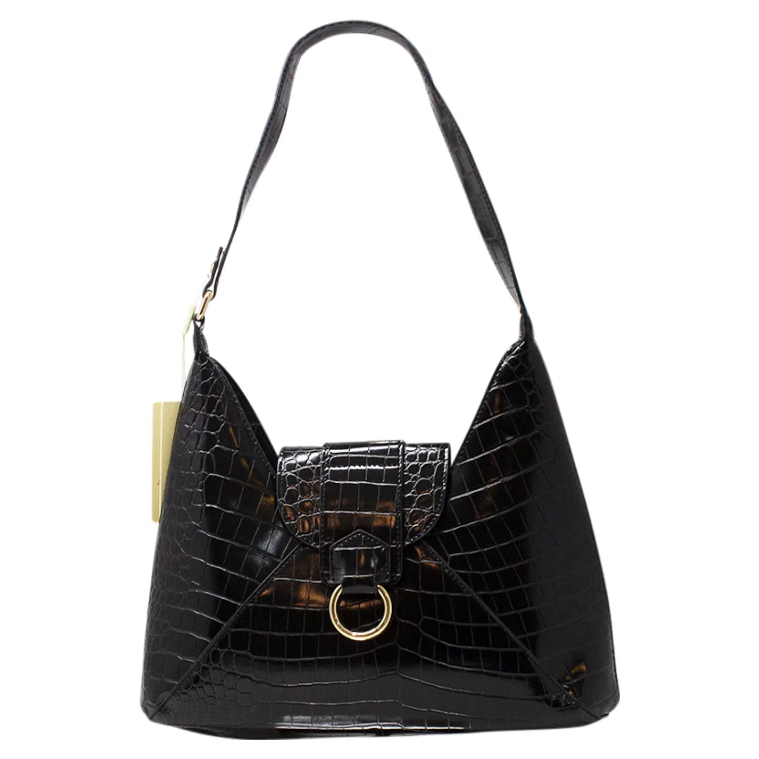 Black Envelope Hobo Bag In Black