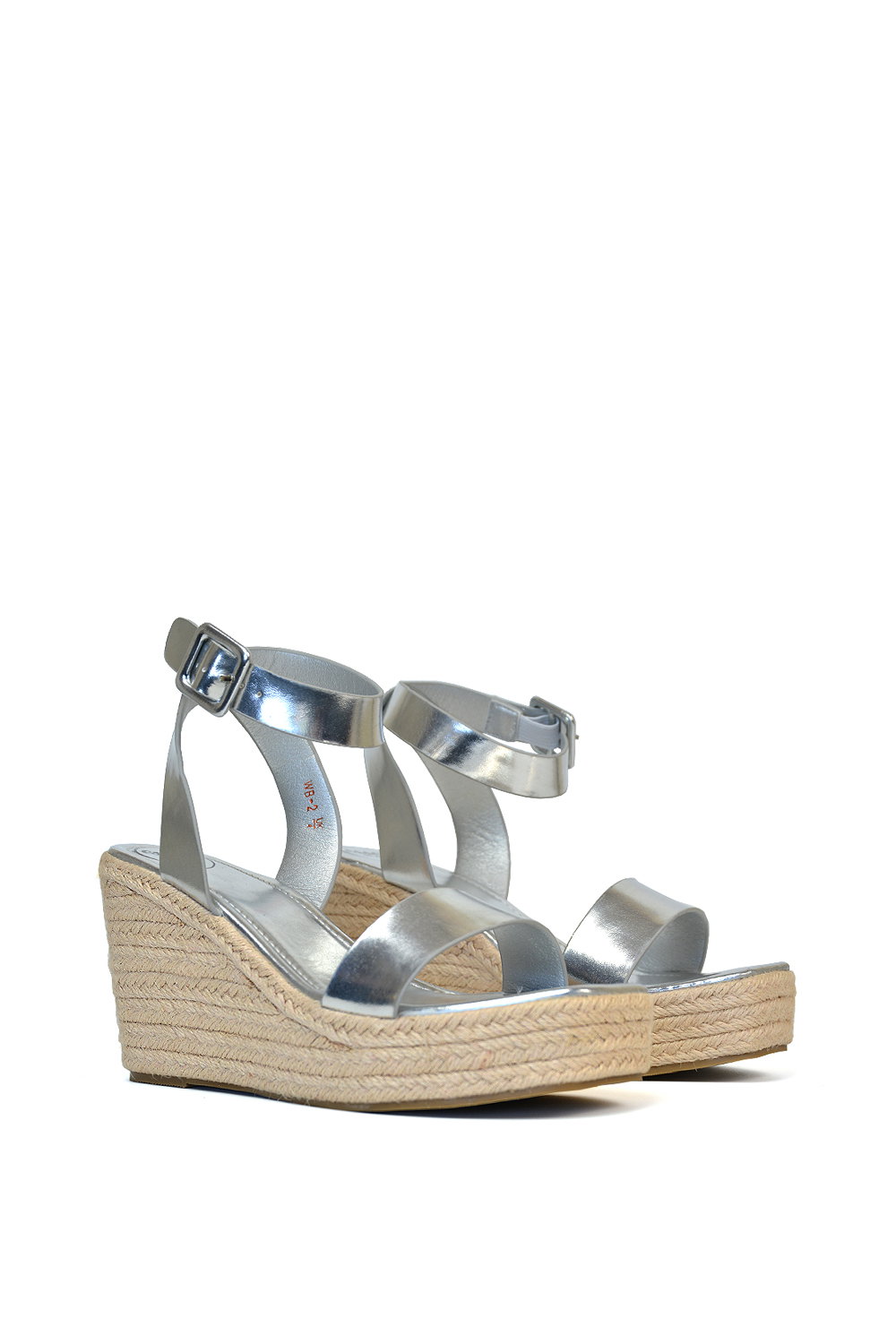 Silver 'Linda' Strappy Platform Woven Wedge Heel Sandals, Image 5 of 5