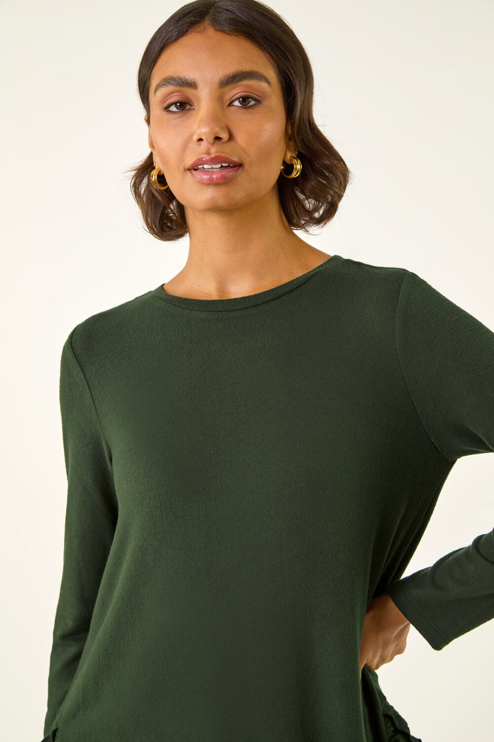 Green Soft Touch Side Ruffle Top, Image 5 of 5