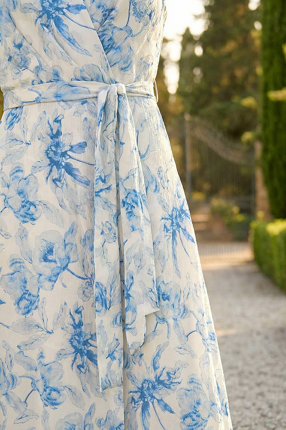 Light Blue Floral Swirl Halter Neck Dress, Image 5 of 4