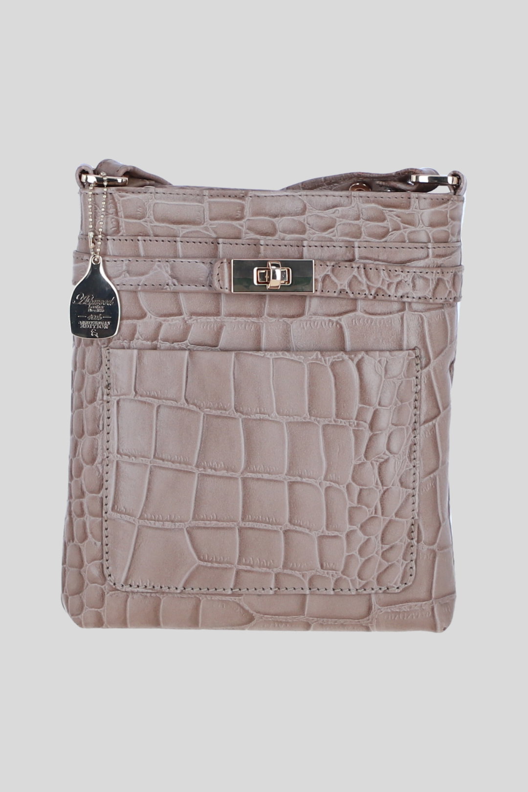 Grey Real Leather Crossbody Bag with Adjustable Strap, Image 1 of 5