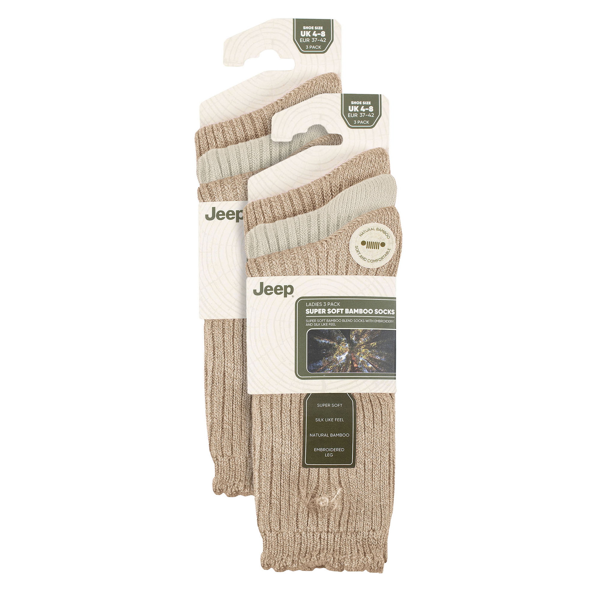Cream 6 Pack Bamboo Boot Cute Scalloped Top Socks, Image 3 of 3