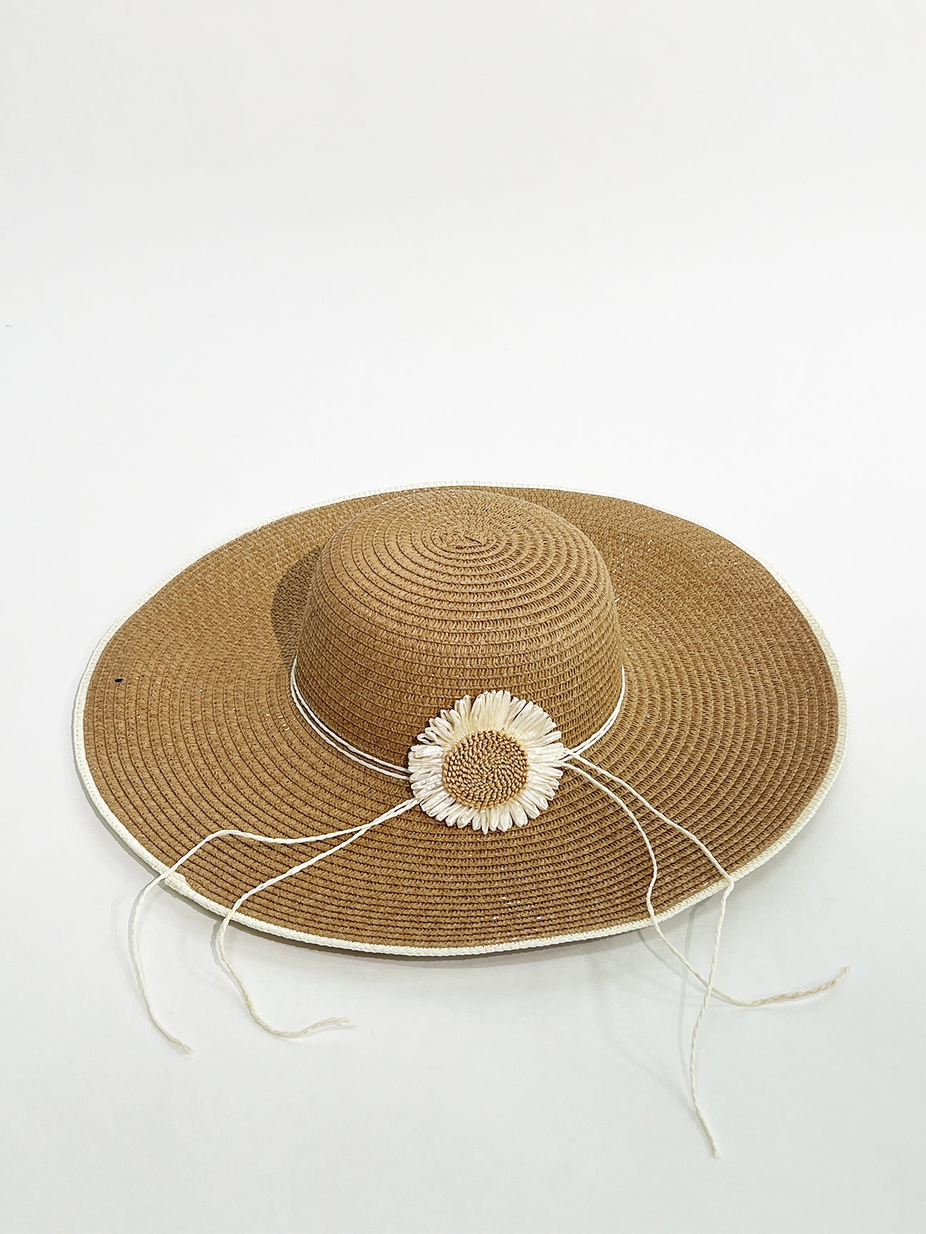 Beige SVNX Beige Sunflower Straw Sun Hat, Image 5 of 5