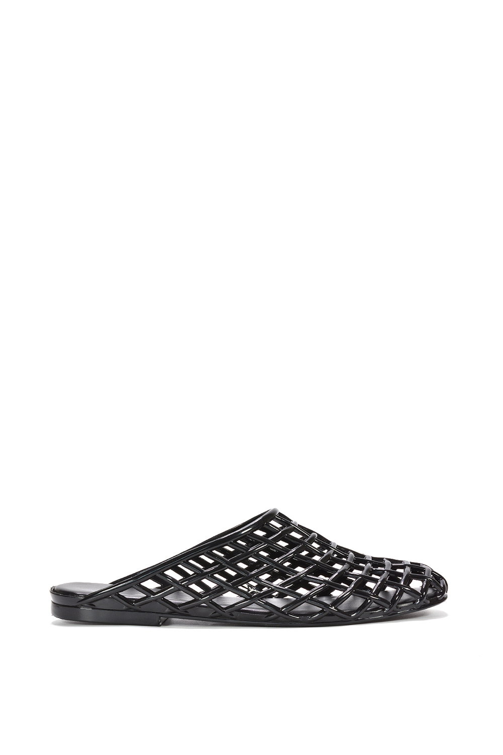 Black 'Opera' Slip On Cage Jelly Mule Flat Summer Sandals