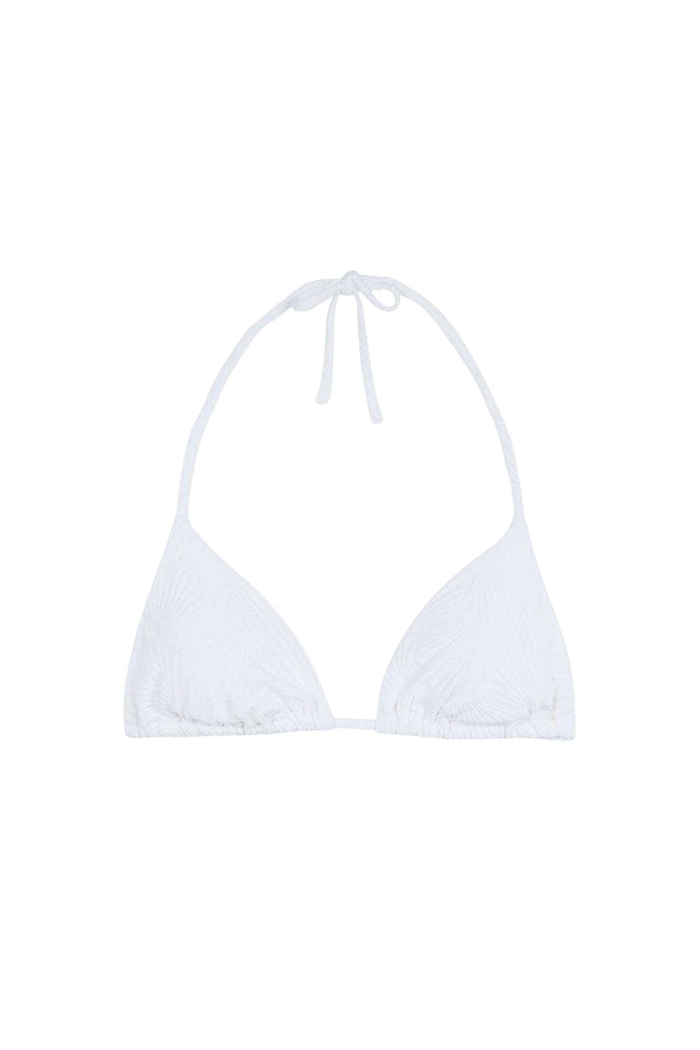 White Twist Triangle Shell Bikini Top, Image 1 of 3