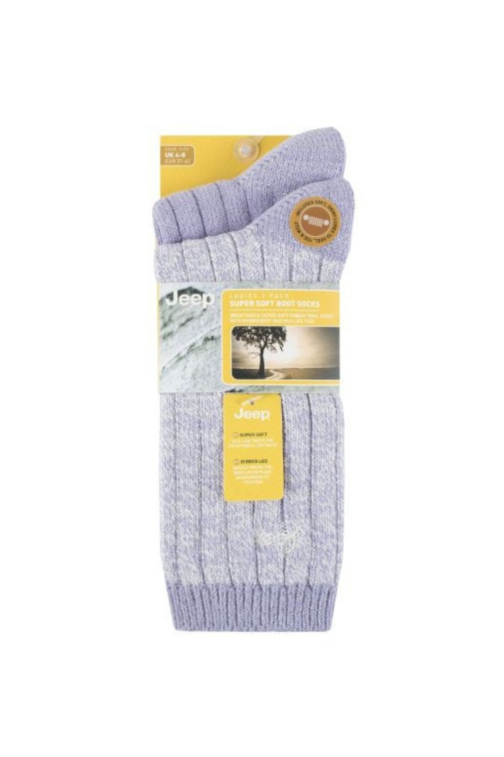 Lilac 2 Pack Supersoft Hiking Boot Socks, Image 2 of 5