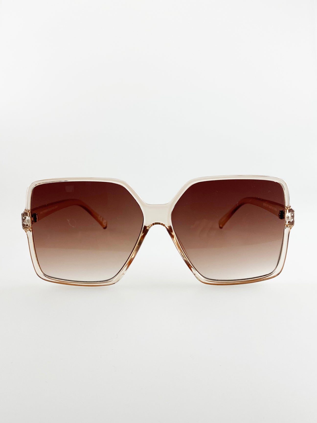 Brown Oversized Square Sunglasses In Crystal Sand