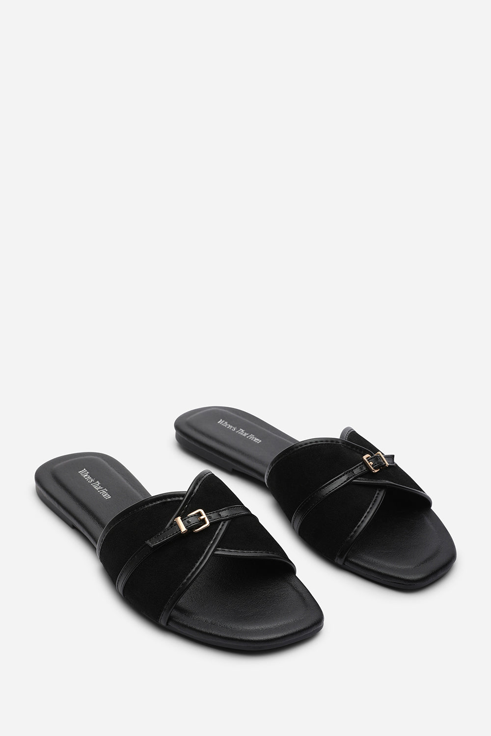 Black Cevora Cross Over Buckle Slide On Sandal, Image 4 of 6