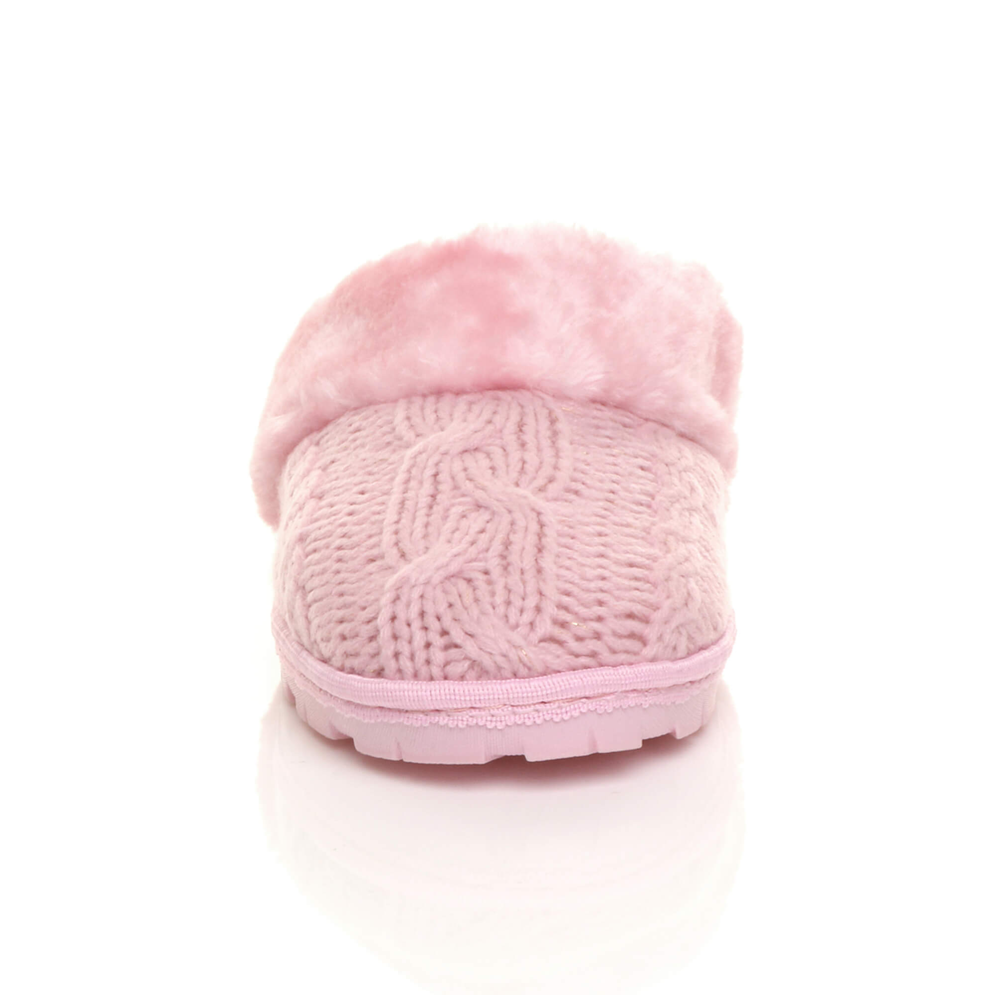 Pink AJVANI Pink Glitter Knitted Mules Slippers, Image 5 of 5