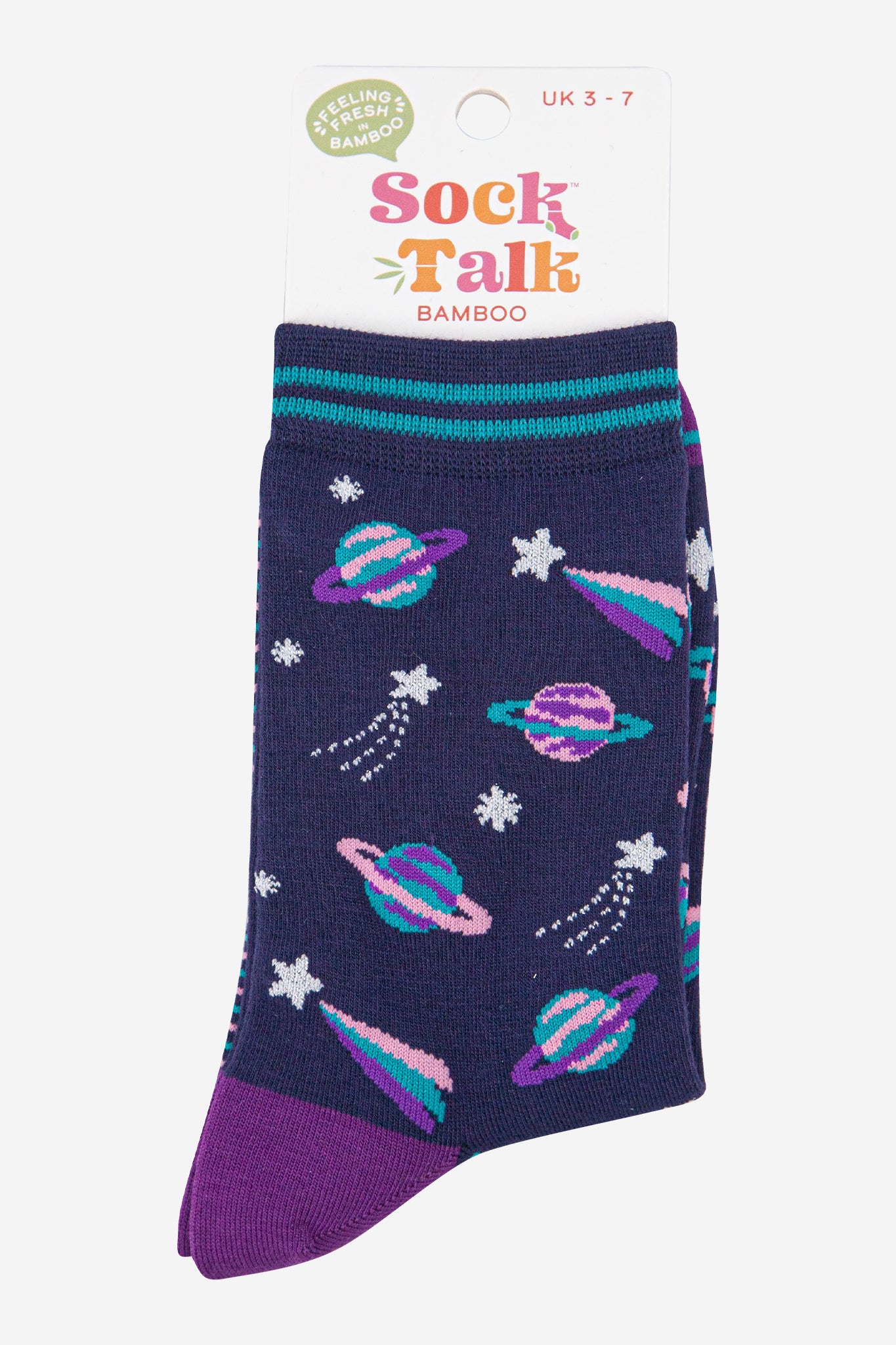 Navy Blue Outer Space Bamboo Socks, Image 4 of 4