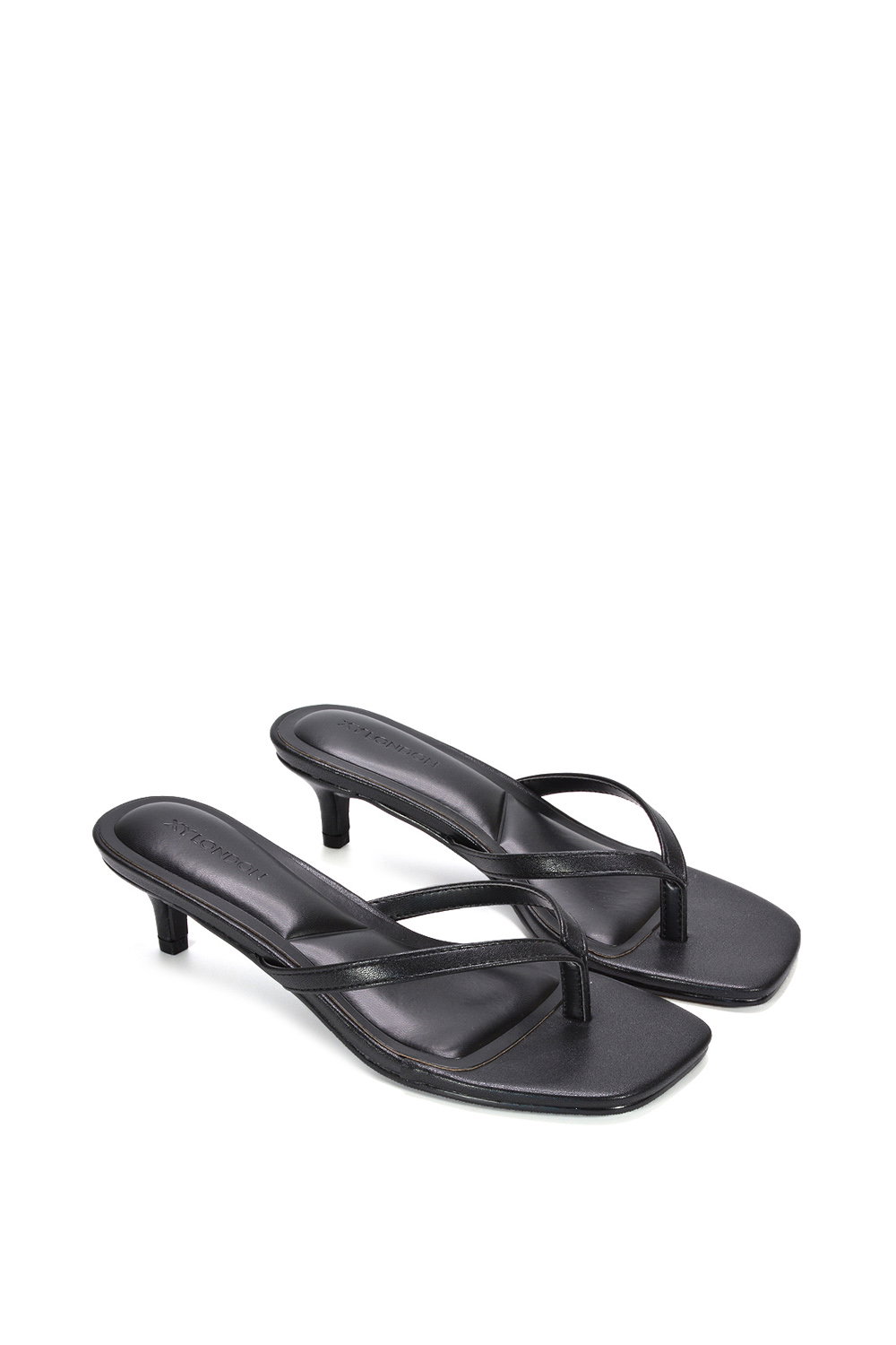 Black XY LONDON Black 'Violet' Slip On Flip Flop Kitten Heel Mule Heeled Sandals, Image 5 of 6