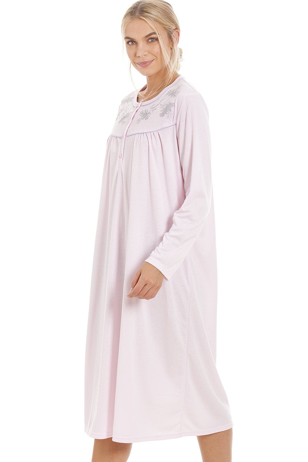 Light Pink Camille Lingerie Light Pink Long Sleeve Cuddle Knit Nightdress, Image 3 of 5