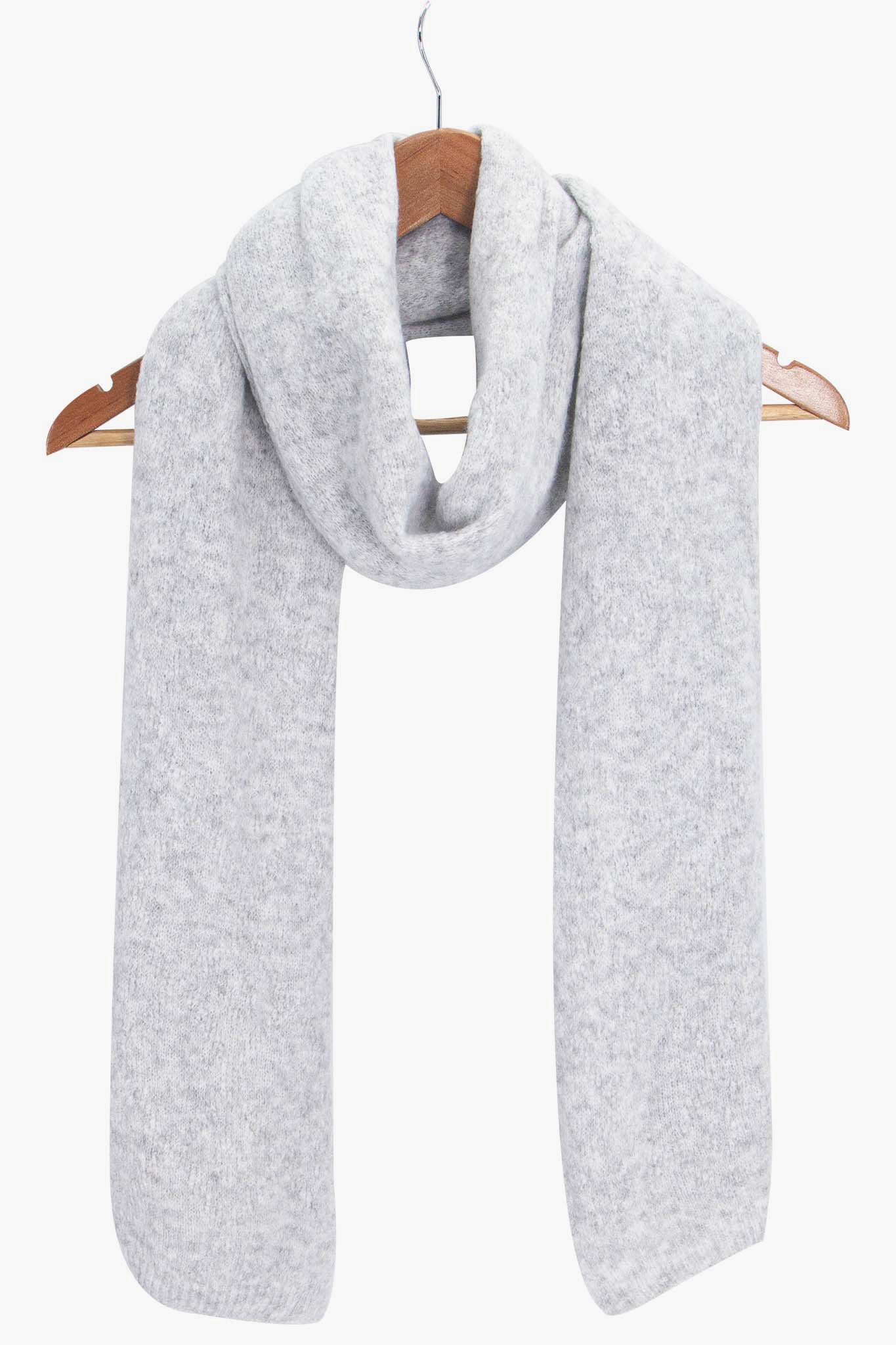 Light Grey Plain Wool Blend Winter Scarf, Image 2 of 4