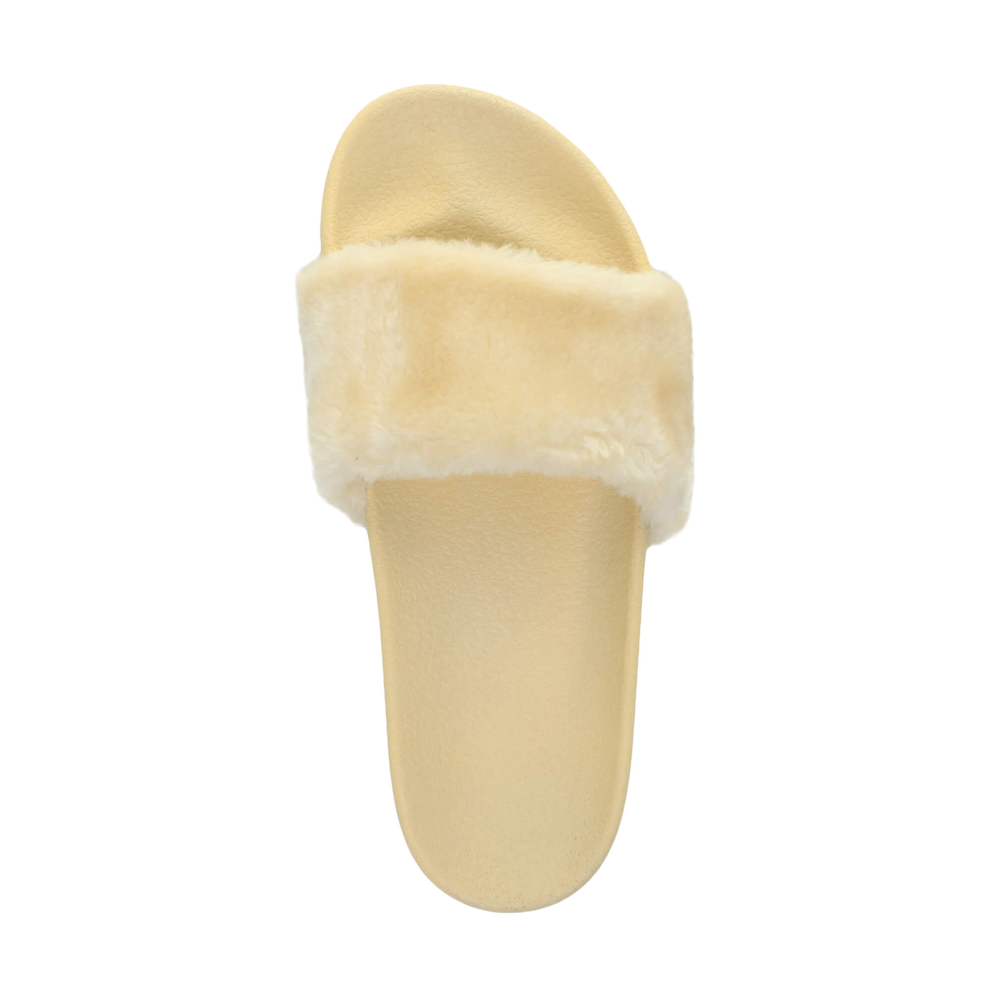 Beige Faux Fur Flip Flop Sandals Slides, Image 6 of 7