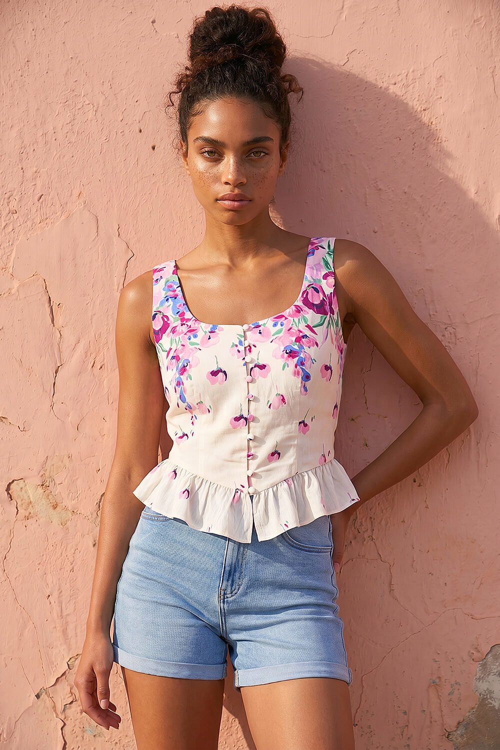 Purple Dusk Floral Button Up Front Blouse, Image 1 of 5