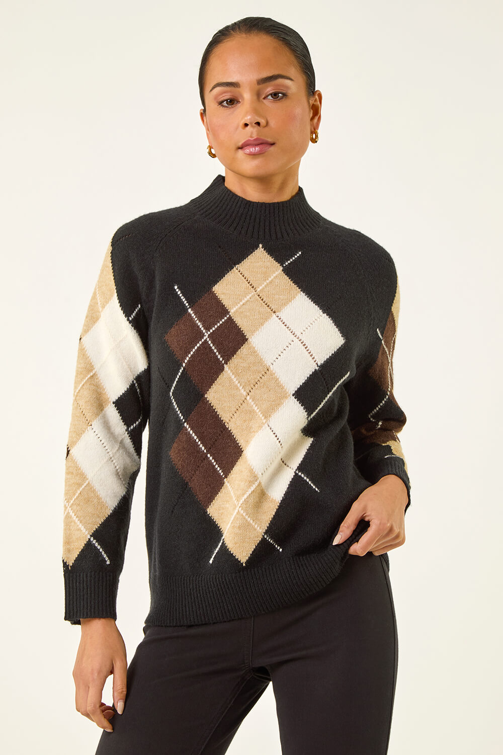 Black Petite Agryle Knit Jumper, Image 5 of 5