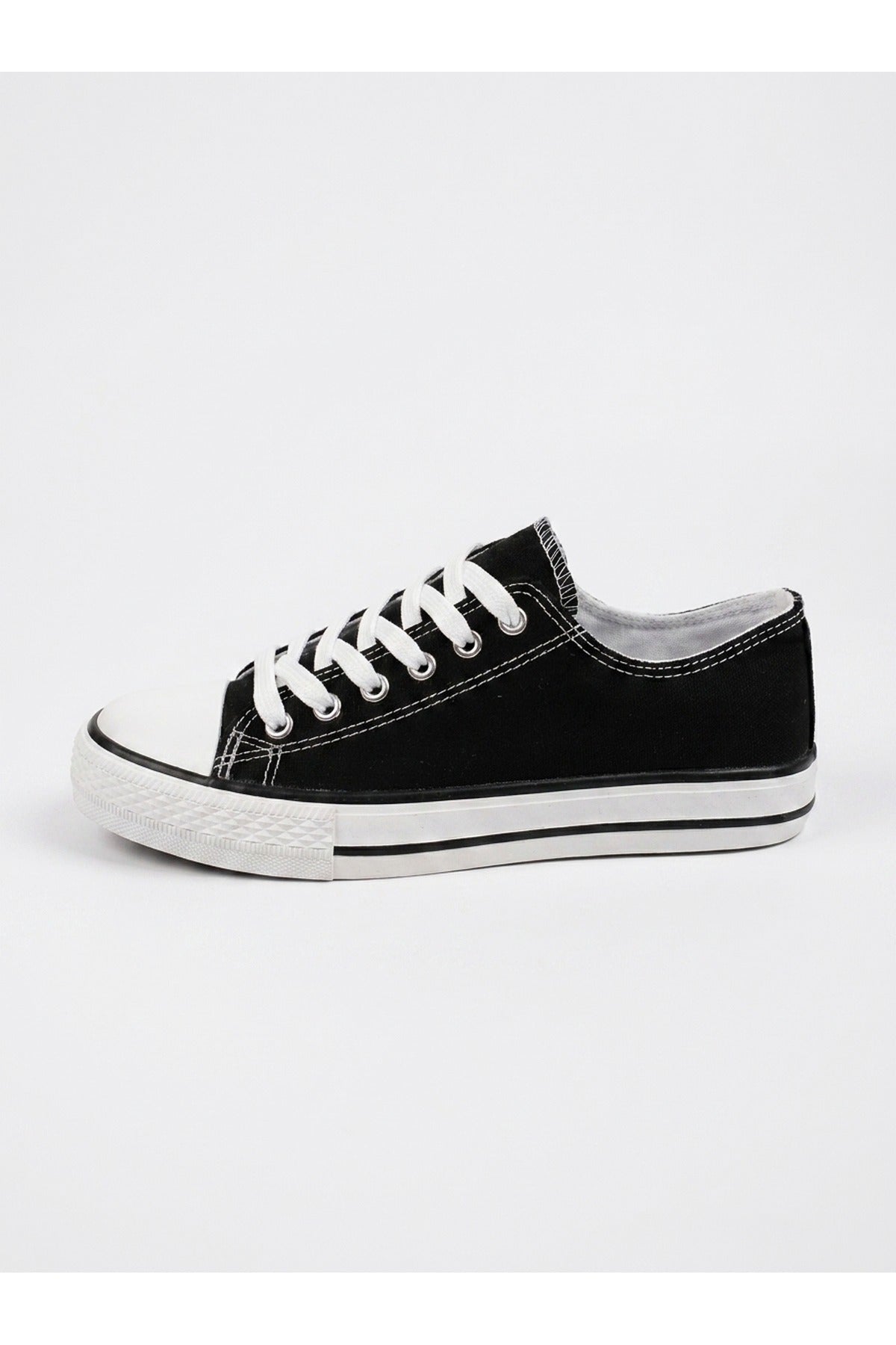Black Pearl Canvas Lace Up Low Trainers, Image 1 of 5