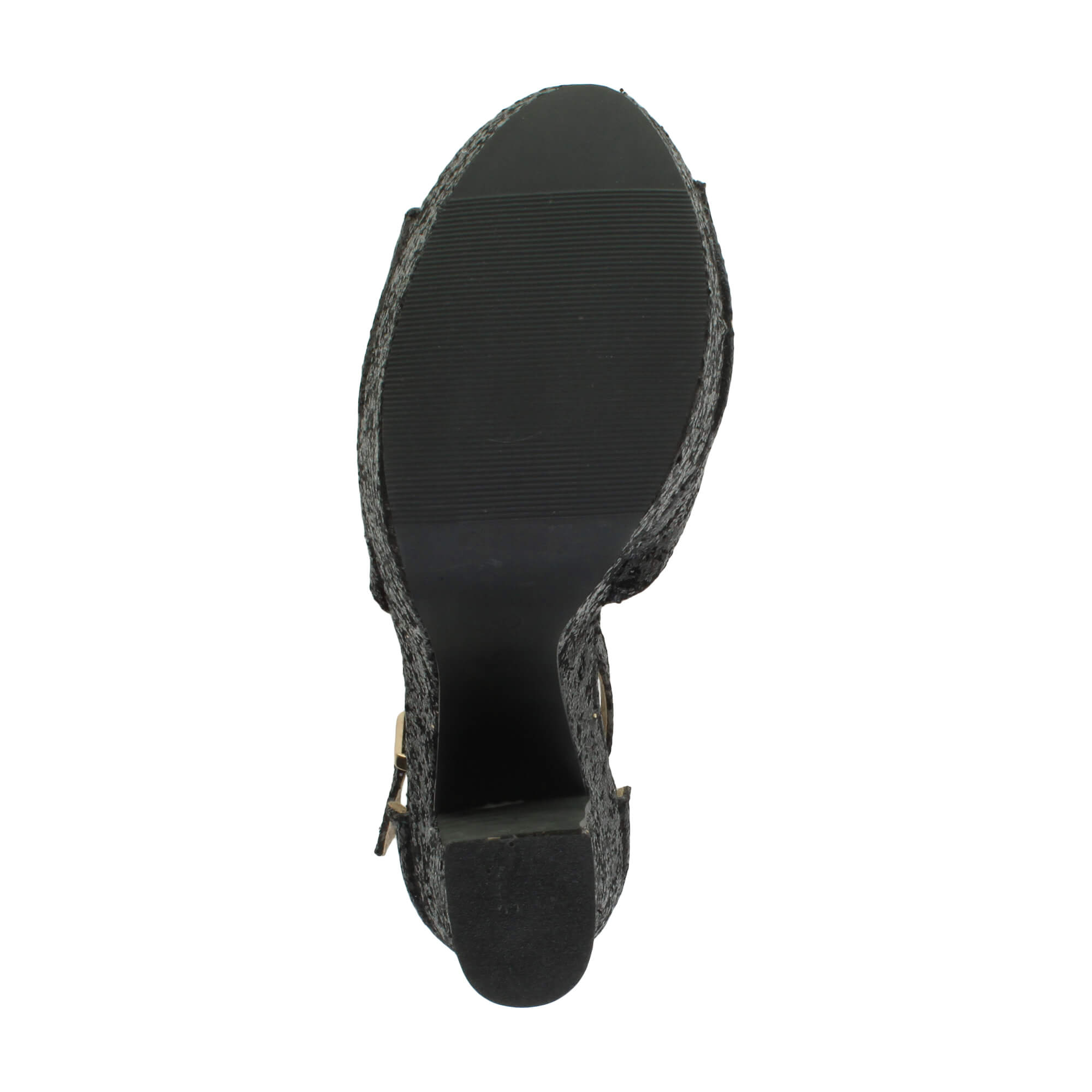 Black AJVANI Black Glitter Ankle Strap Peep Toe Platform High Heels, Image 8 of 8