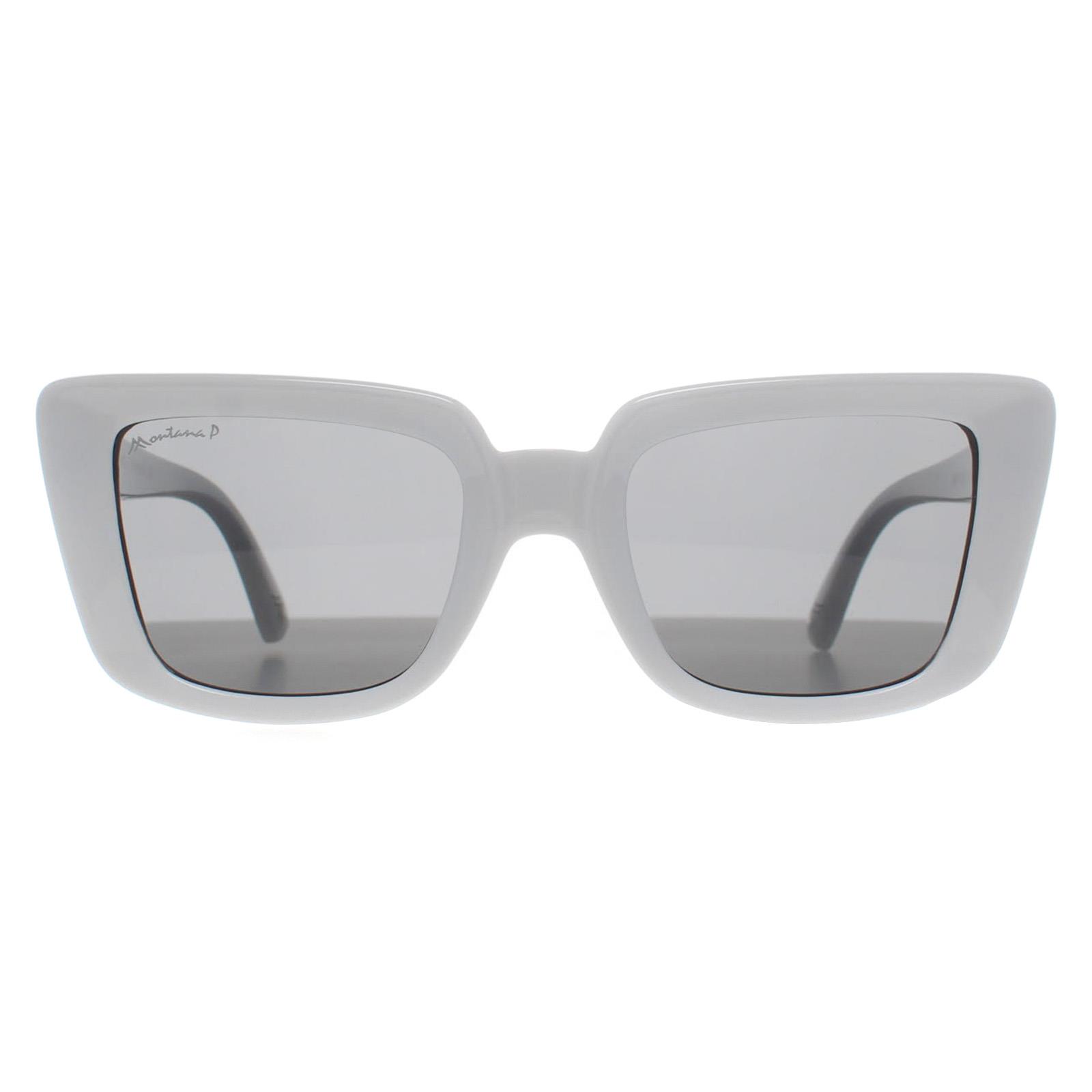 White Montana White Rectangle Shiny White Smoke Polarized MP193, Image 1 of 4