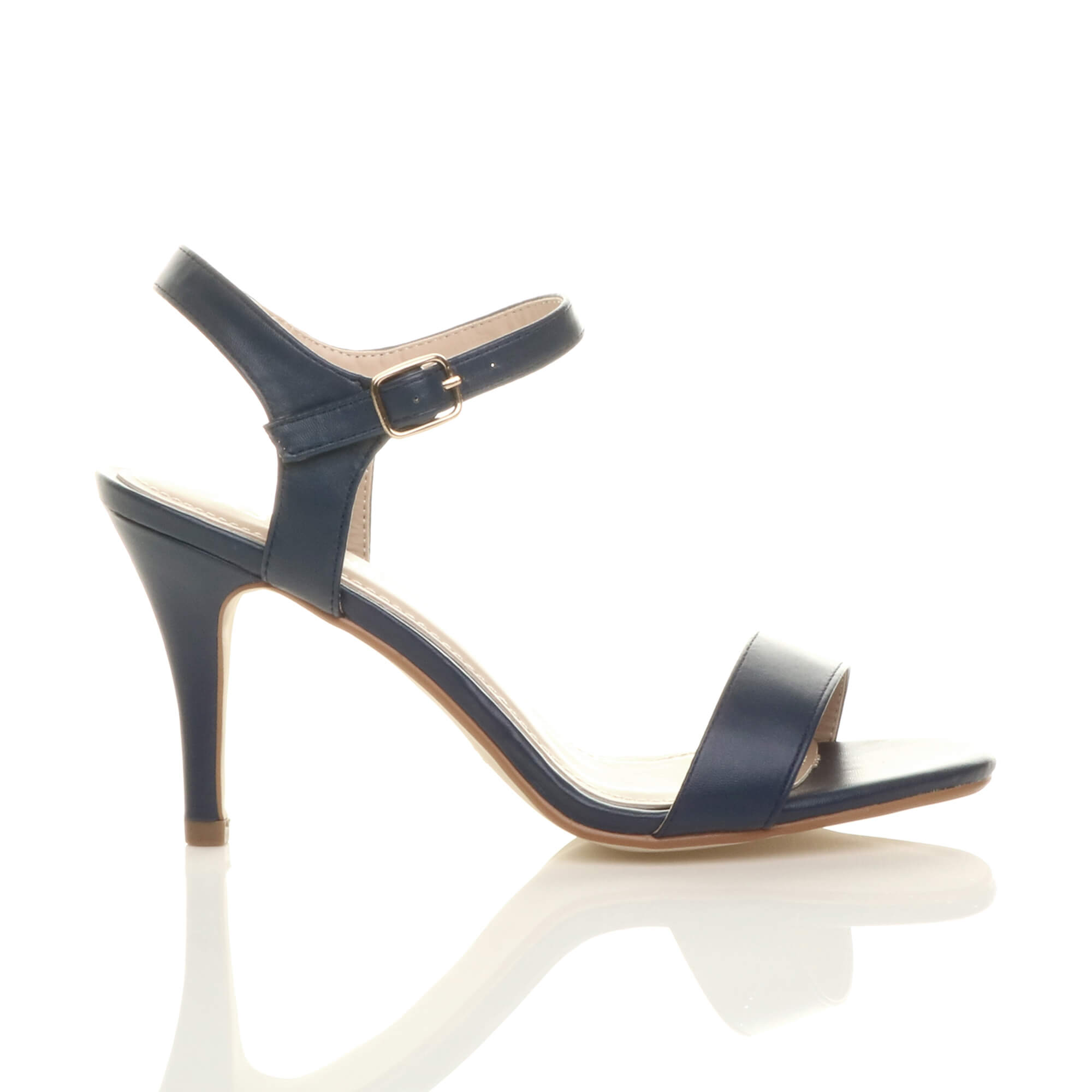 Navy Blue AJVANI Navy Blue High Heel Barely There Strappy Sandals, Image 2 of 6