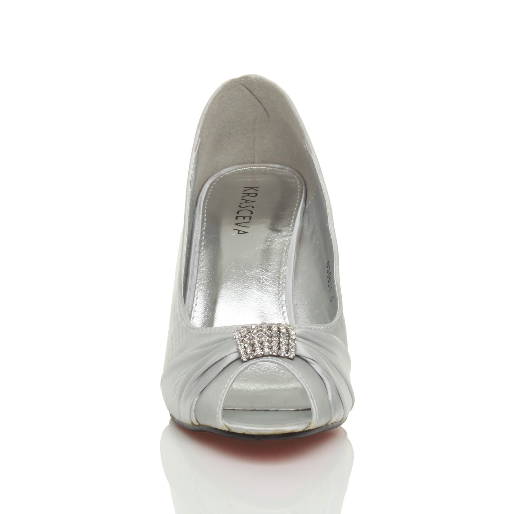 Silver High Heel Peep Toe Court Shoes, Image 5 of 5