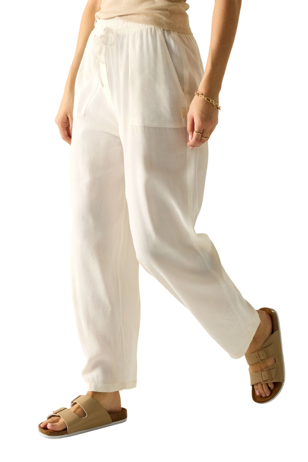 Cream Elbrie Plain Trousers, Image 4 of 5