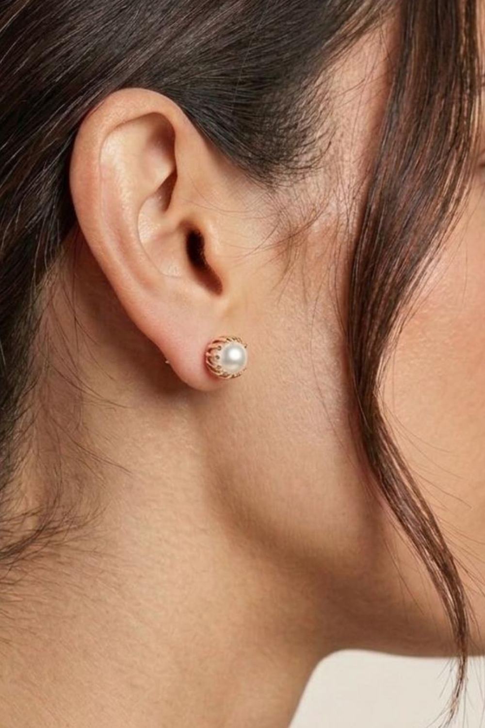 Gold Pearl Statement Stud Earrings, Image 1 of 2