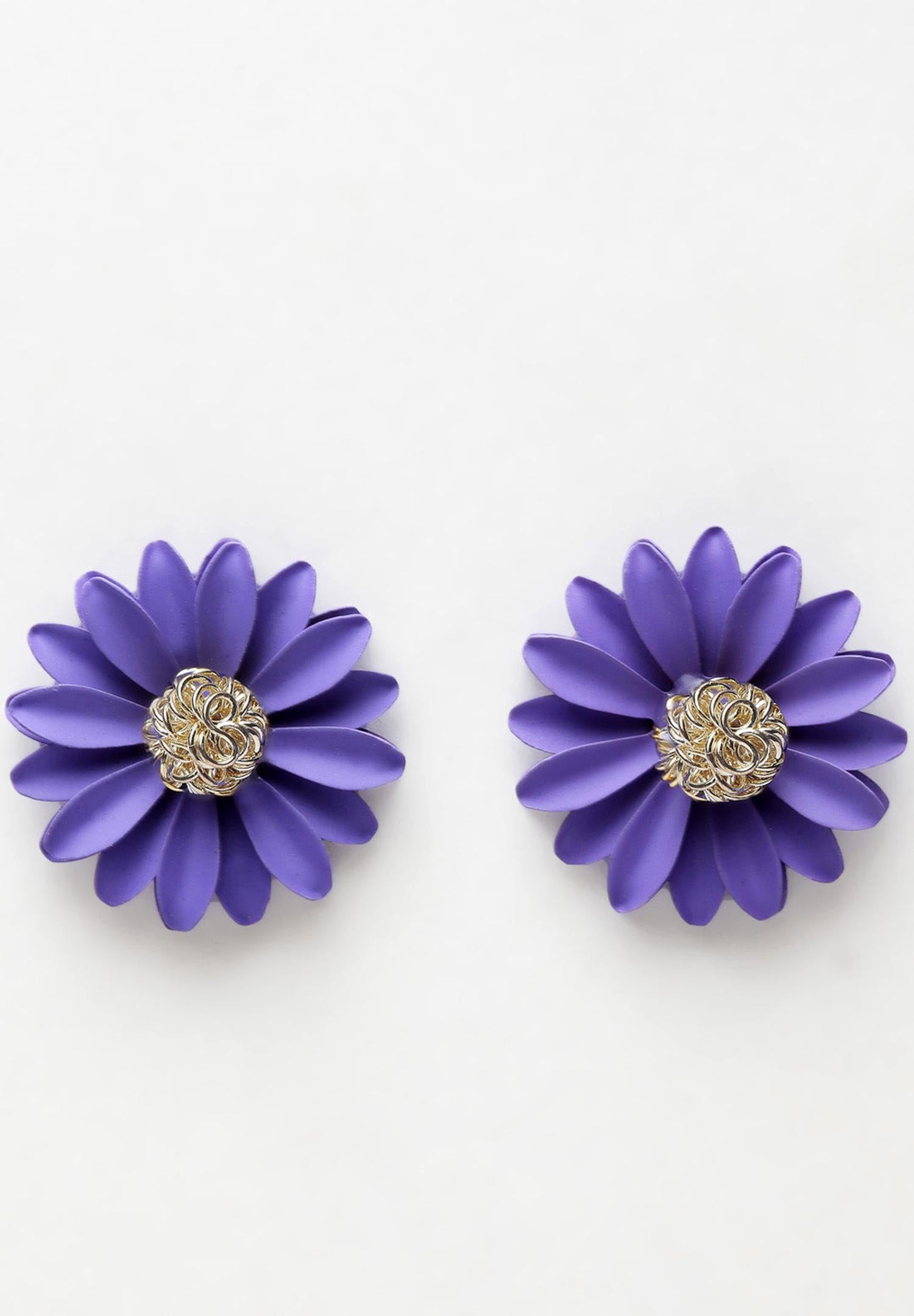 Purple Fuchsia Floral Studs