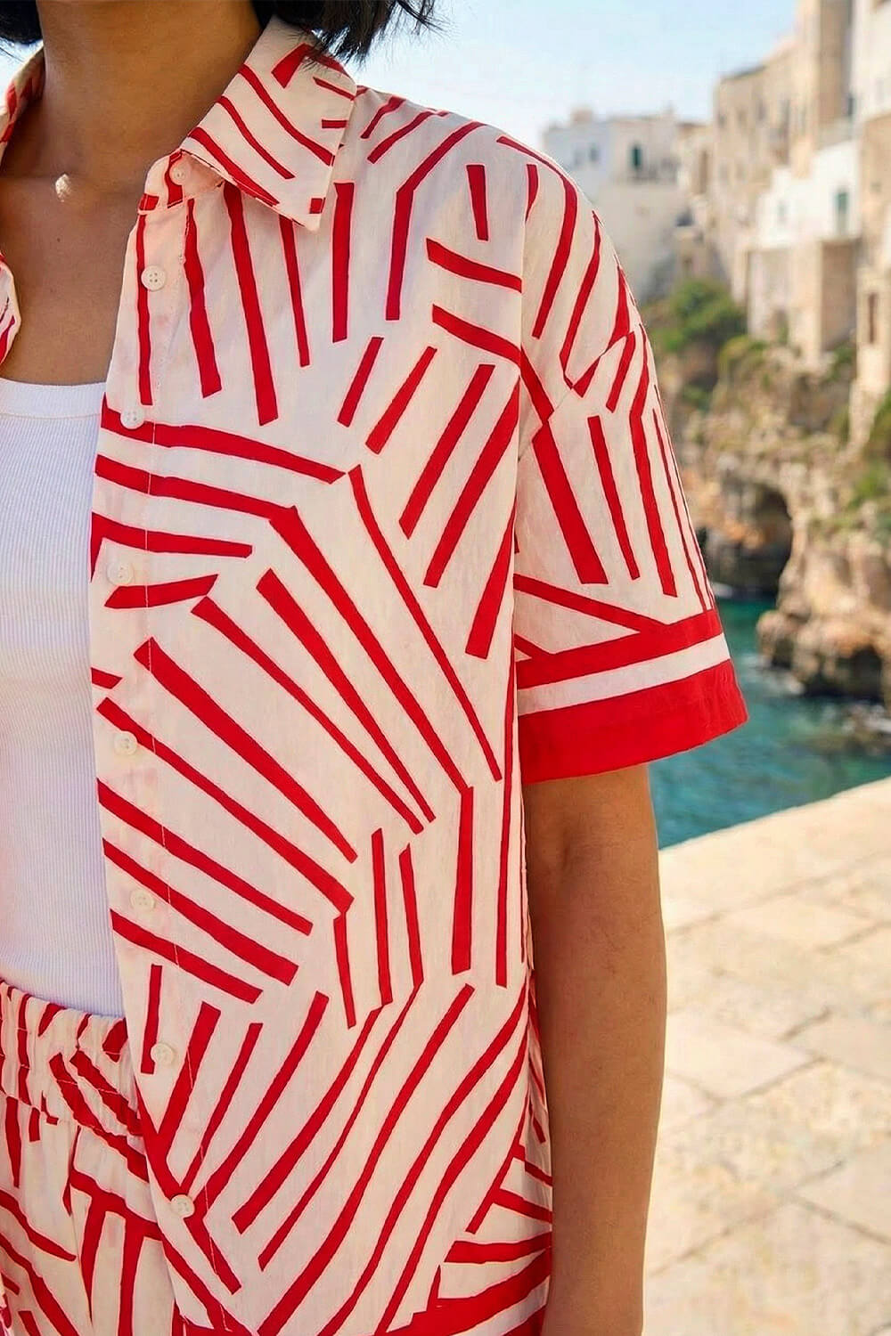 Red Dusk Geometric Buttoned Shirt, Image 5 of 4