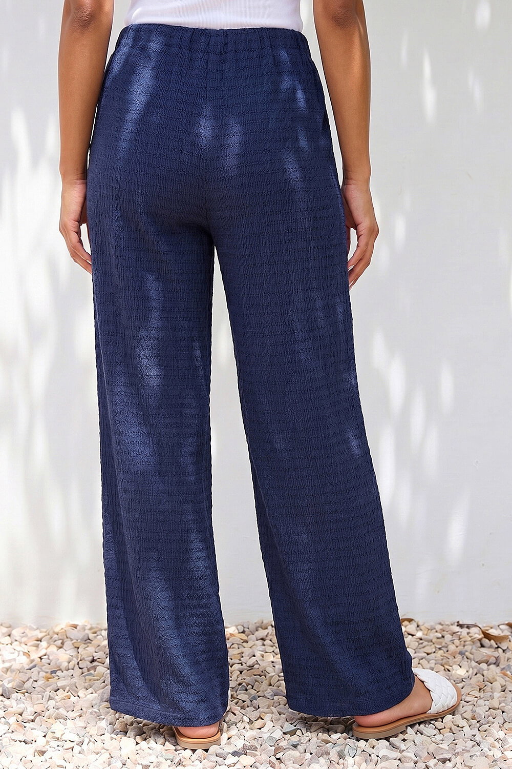 Navy  Petite Textured Stretch Trouser, Image 4 of 4