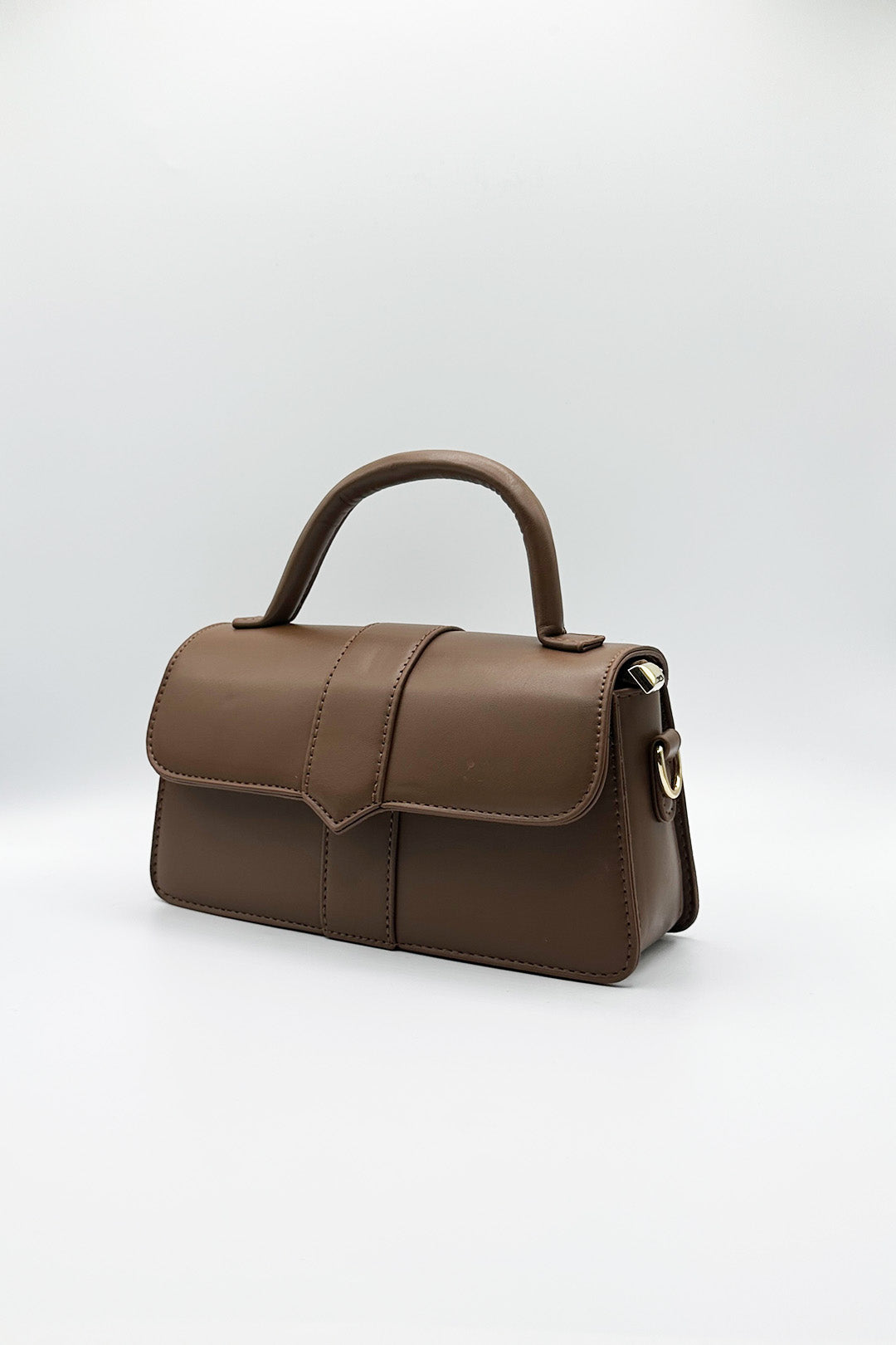 Brown Small Crossbody Hard Top Handle Bag in Brown, Image 2 of 6