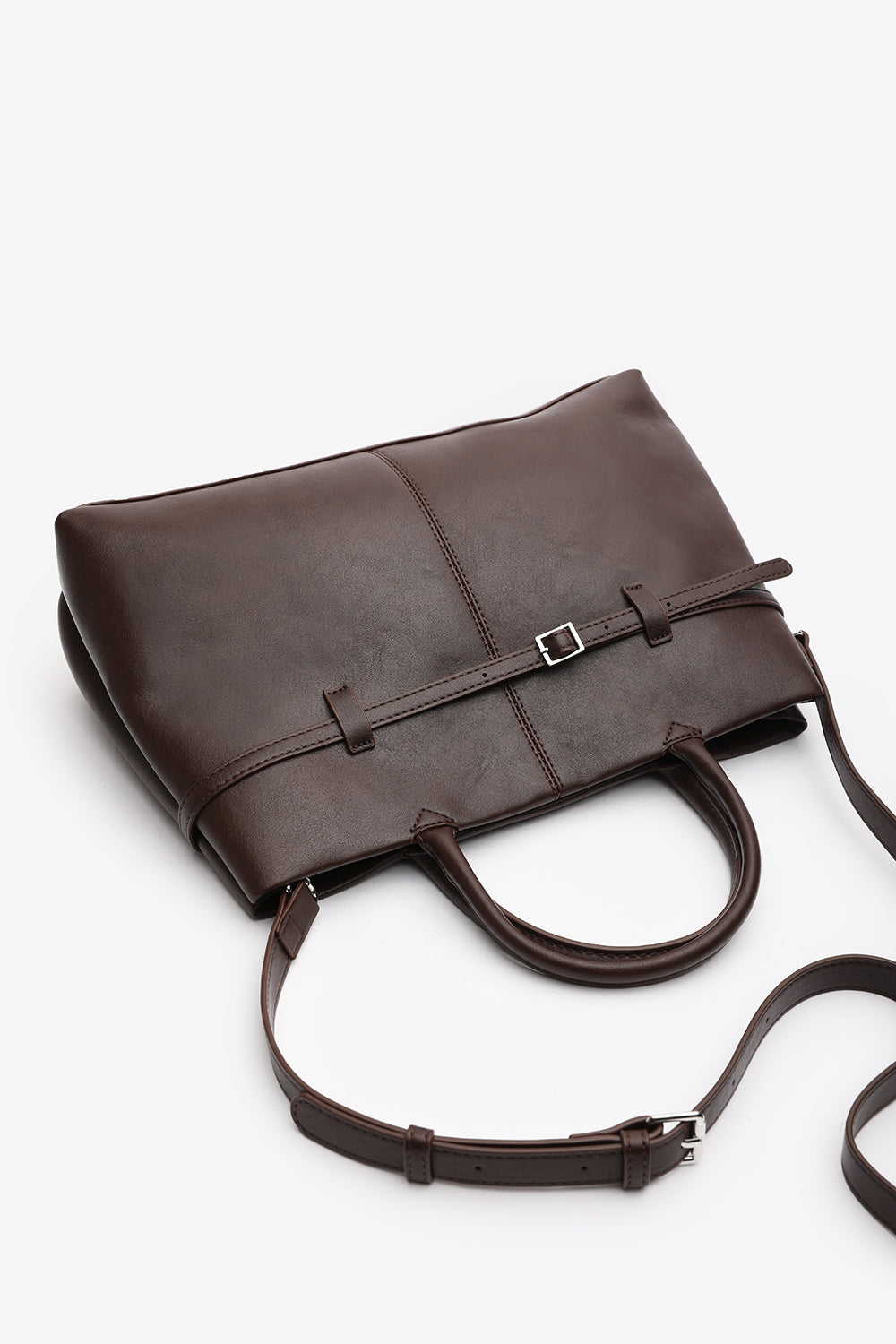 Brown Flores Luxury Structured Leather Tote Bag, Image 6 of 8