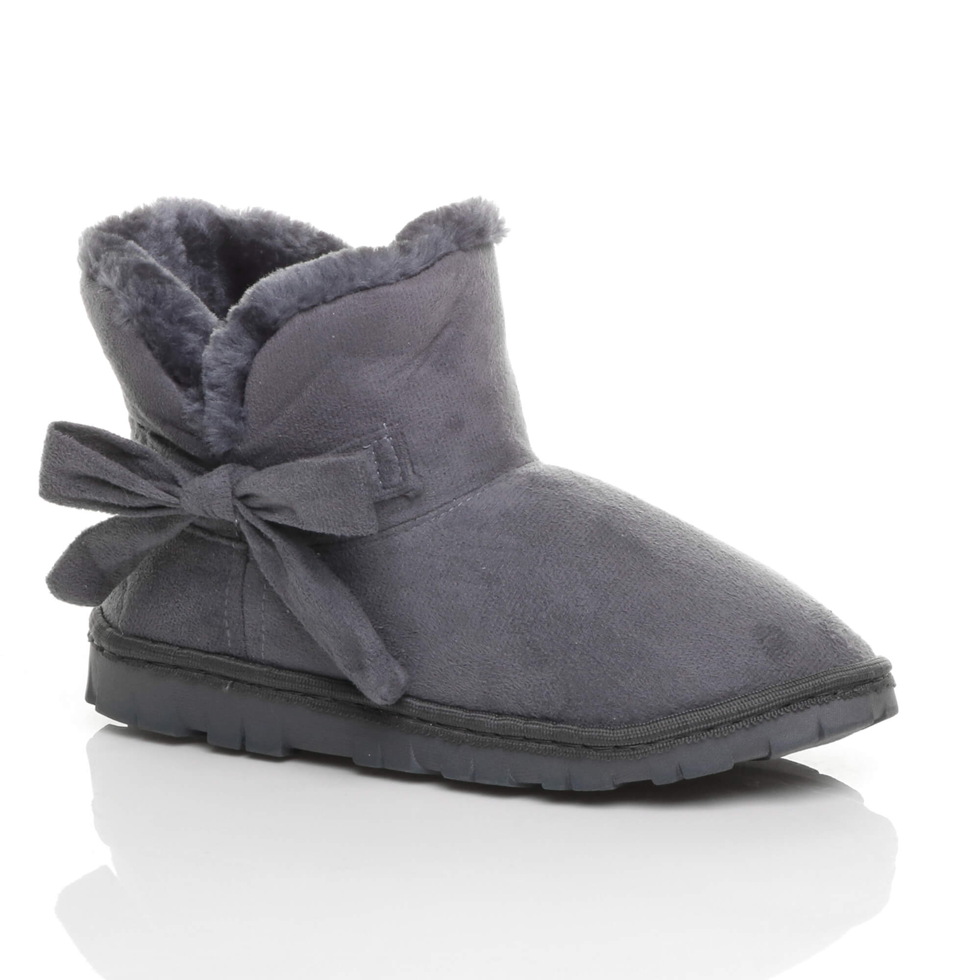 Grey AJVANI Grey Faux Fur Lined Ankle Boots Slippers, Image 1 of 6