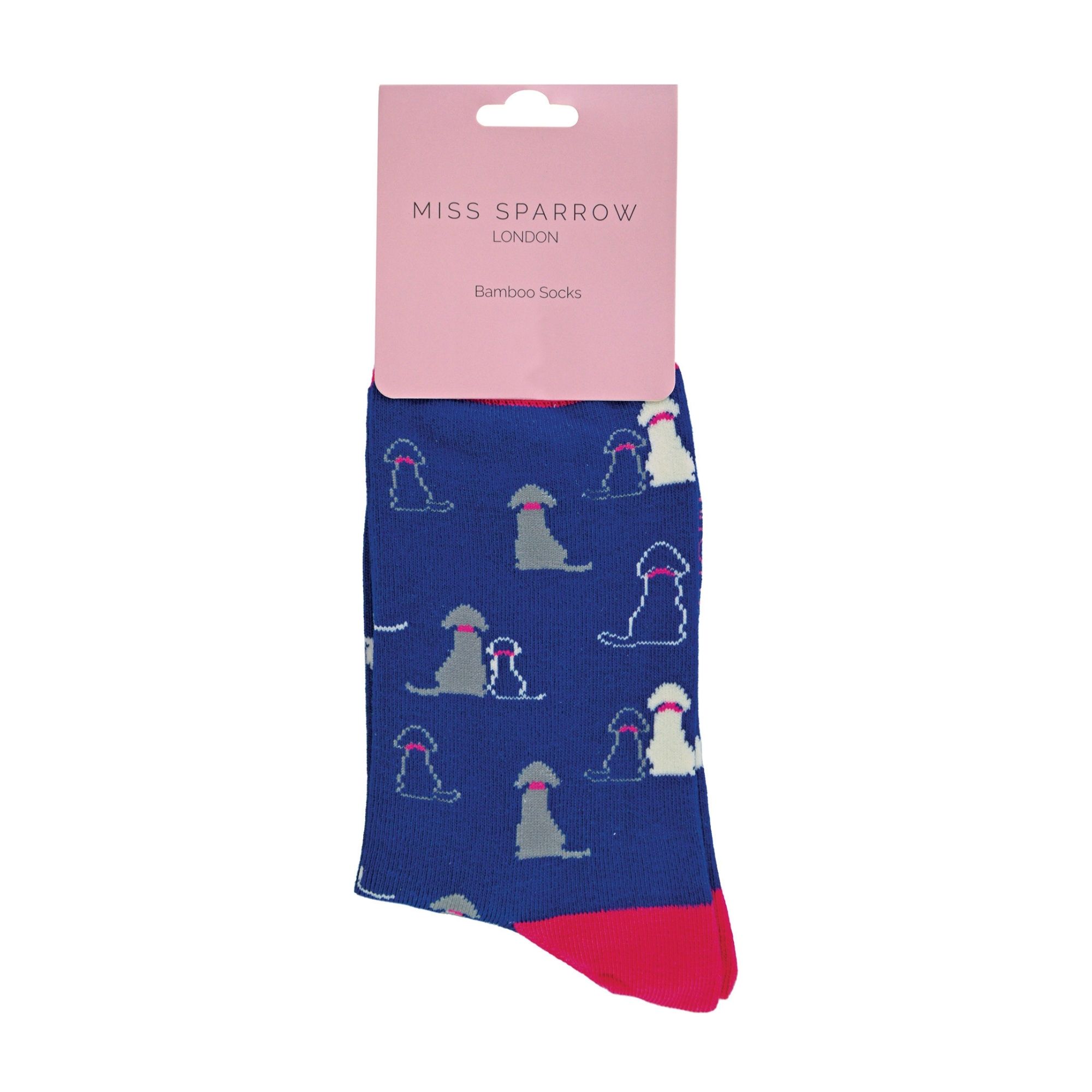 Navy 1 Pack Ladies Novelty Dog Pattern Bamboo Socks, Image 5 of 5