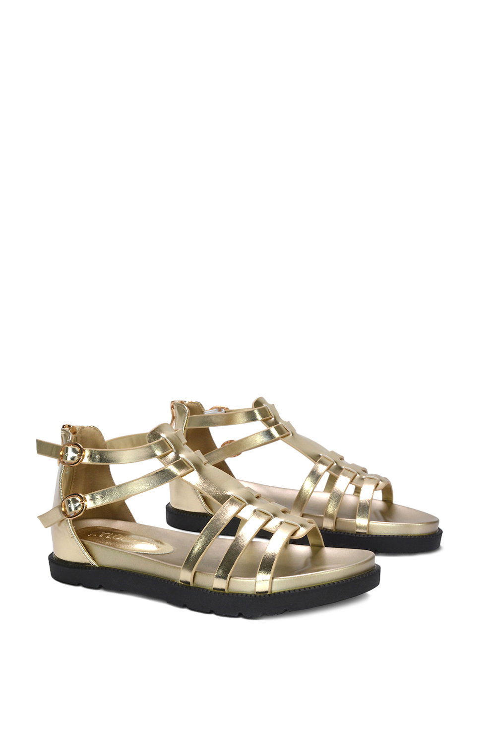 Gold XY LONDON Gold 'Haden' Flatform Gladiator Sandals With Chunky Sole, Image 3 of 6