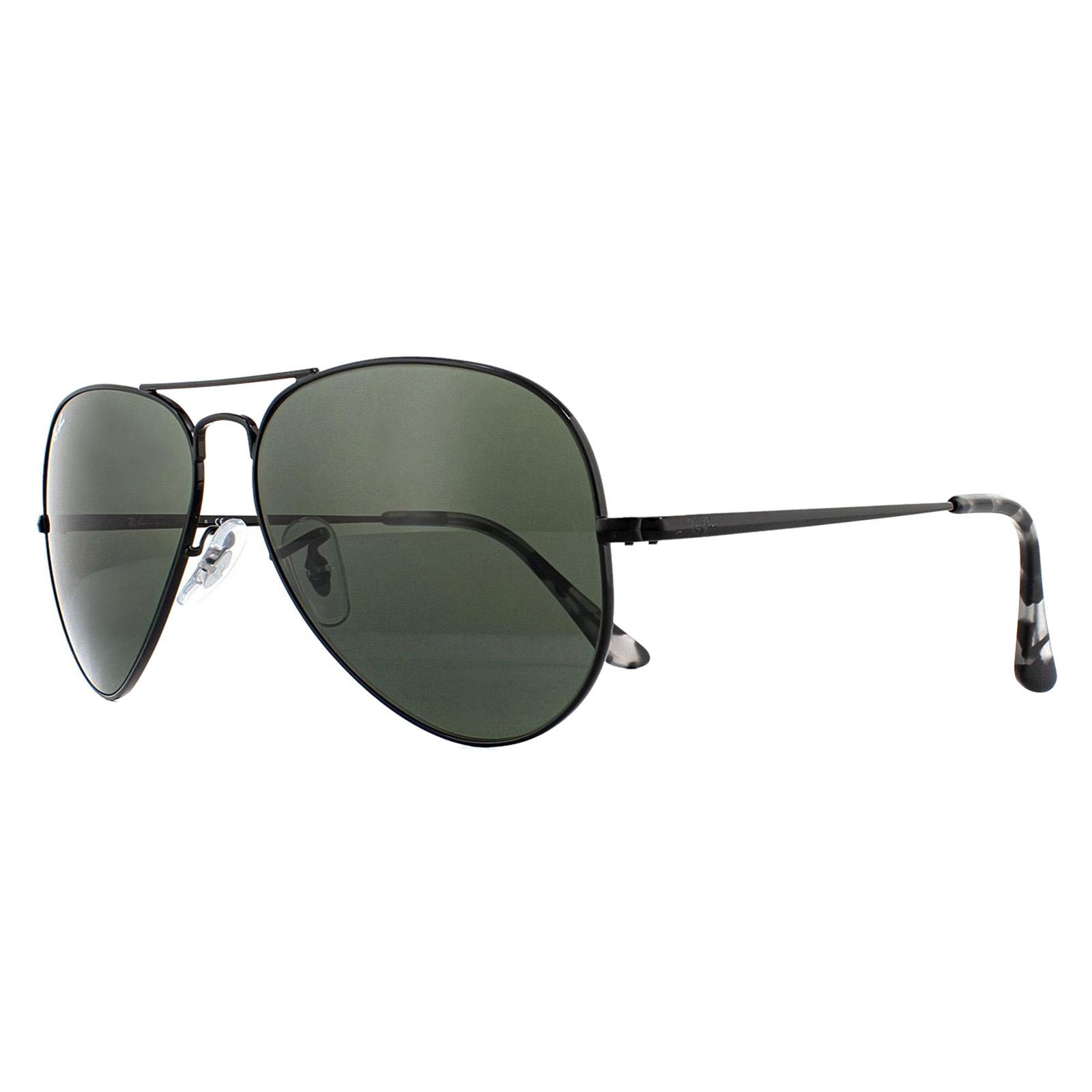 Black Ray-Ban Black Aviator Black Green Sunglasses, Image 2 of 6