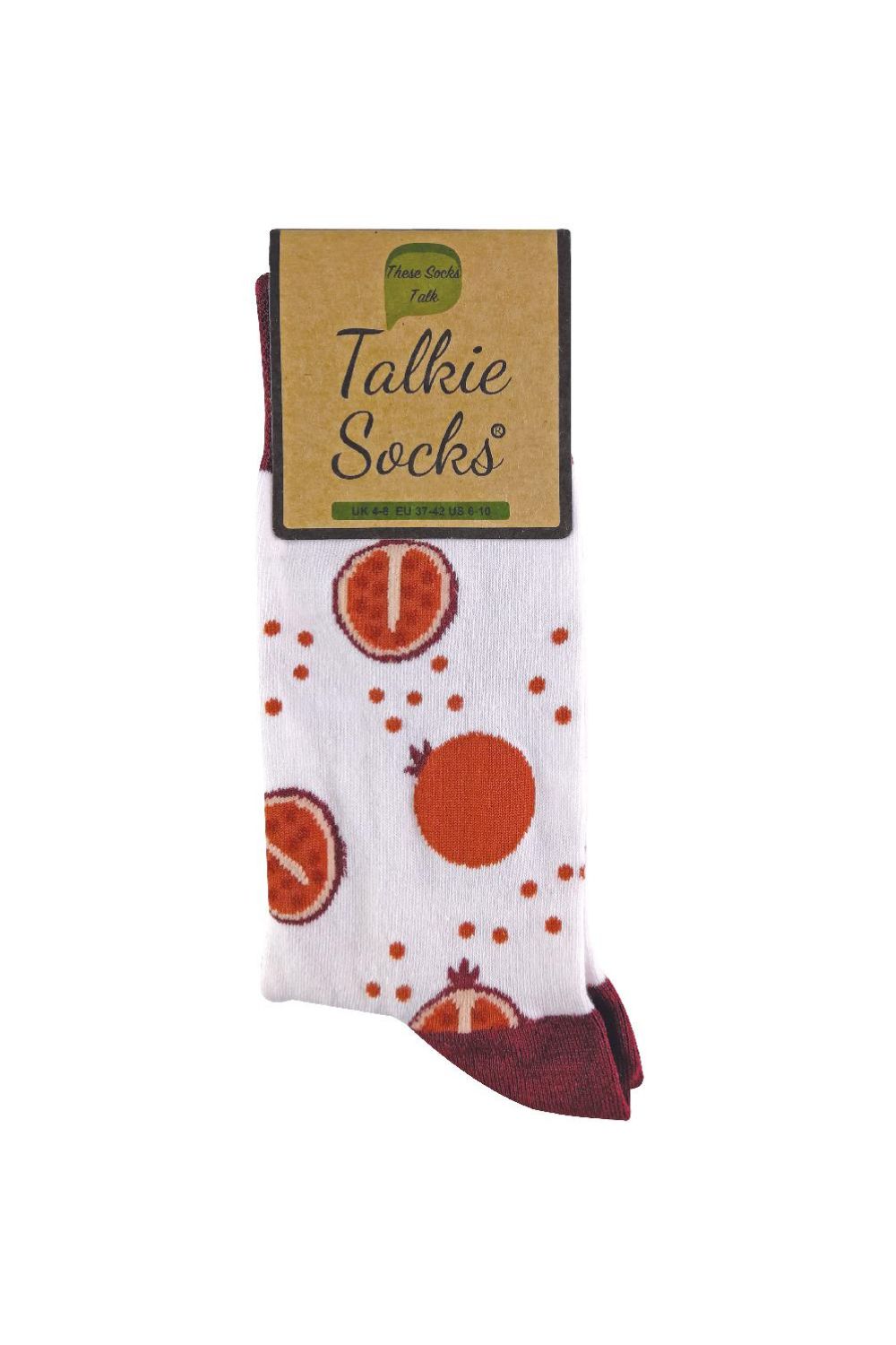 Burgundy 1 Pack Ladies Cotton Novelty Design Fruit Socks, Image 2 of 5