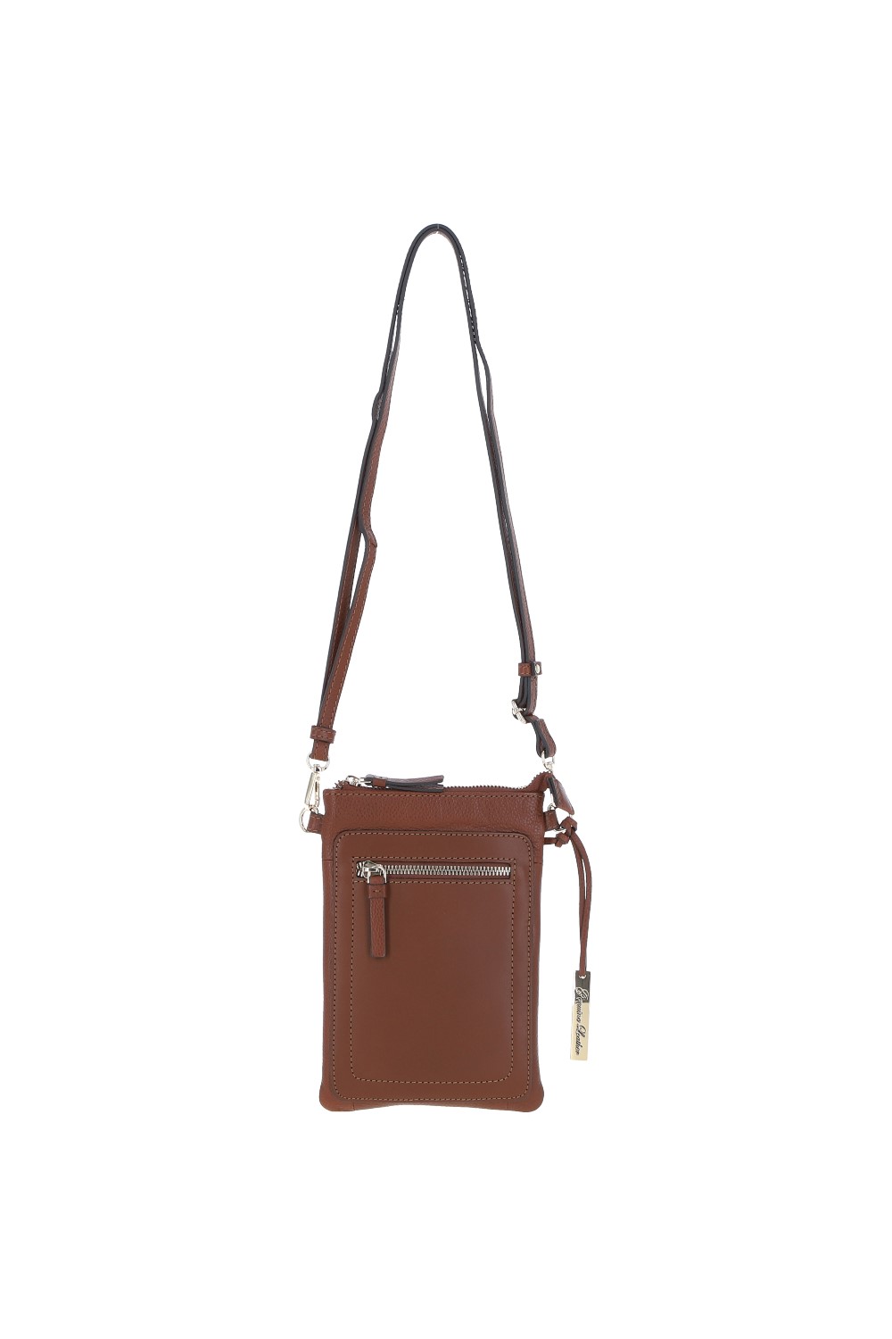 Tan Real Leather Crossbody Smart Phone Bag, Image 2 of 5