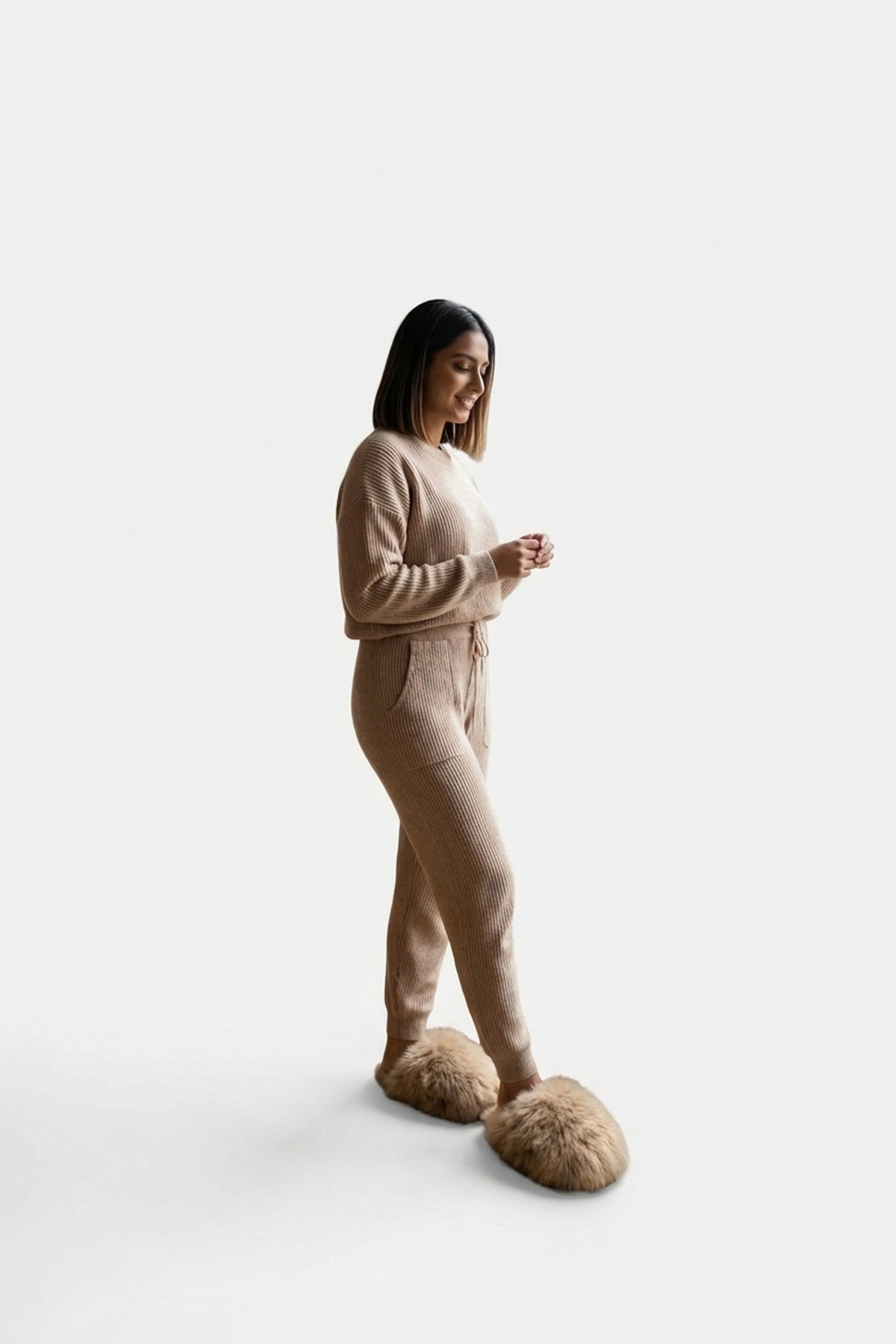 Beige Nadia Fluffy Faux Fur Slippers, Image 6 of 8