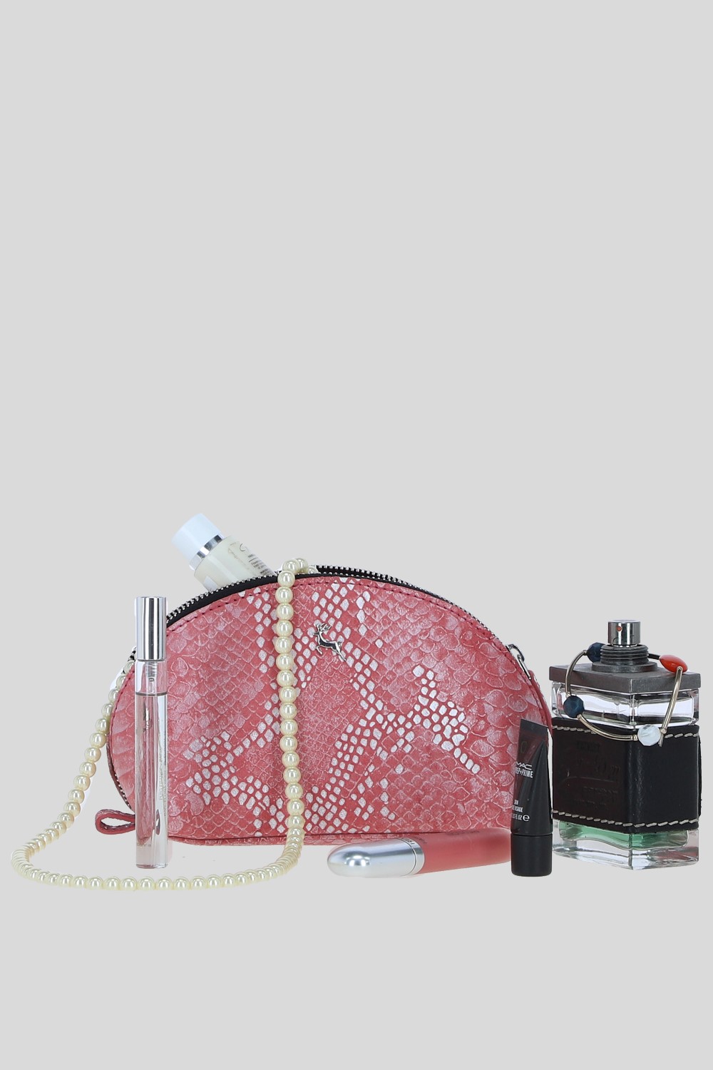 Pink 'Philippa' Real Leather Makeup Bag, Image 2 of 4