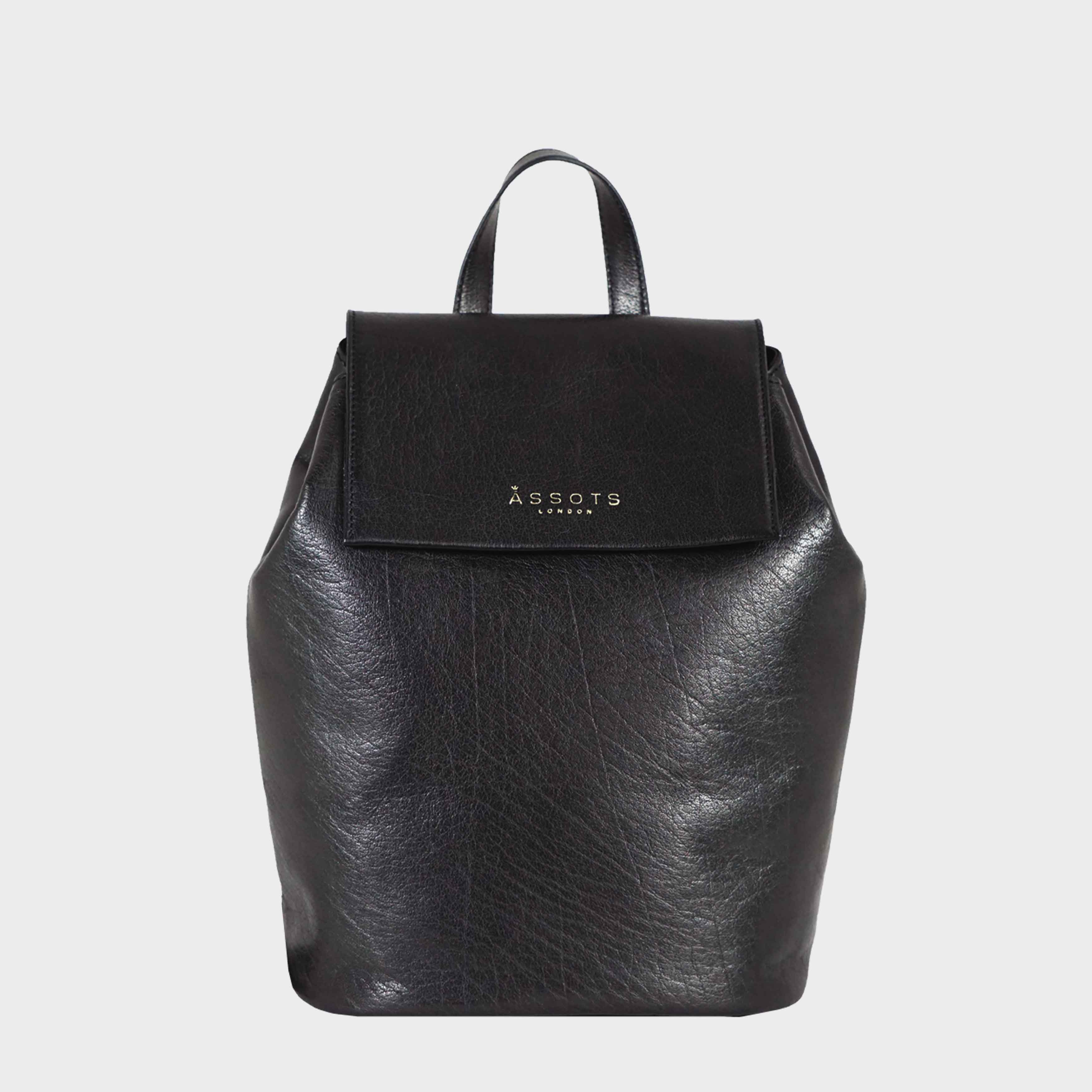 Black 'JERMYN' Classic Full Grain Leather Flap-over Backpack, Image 1 of 1