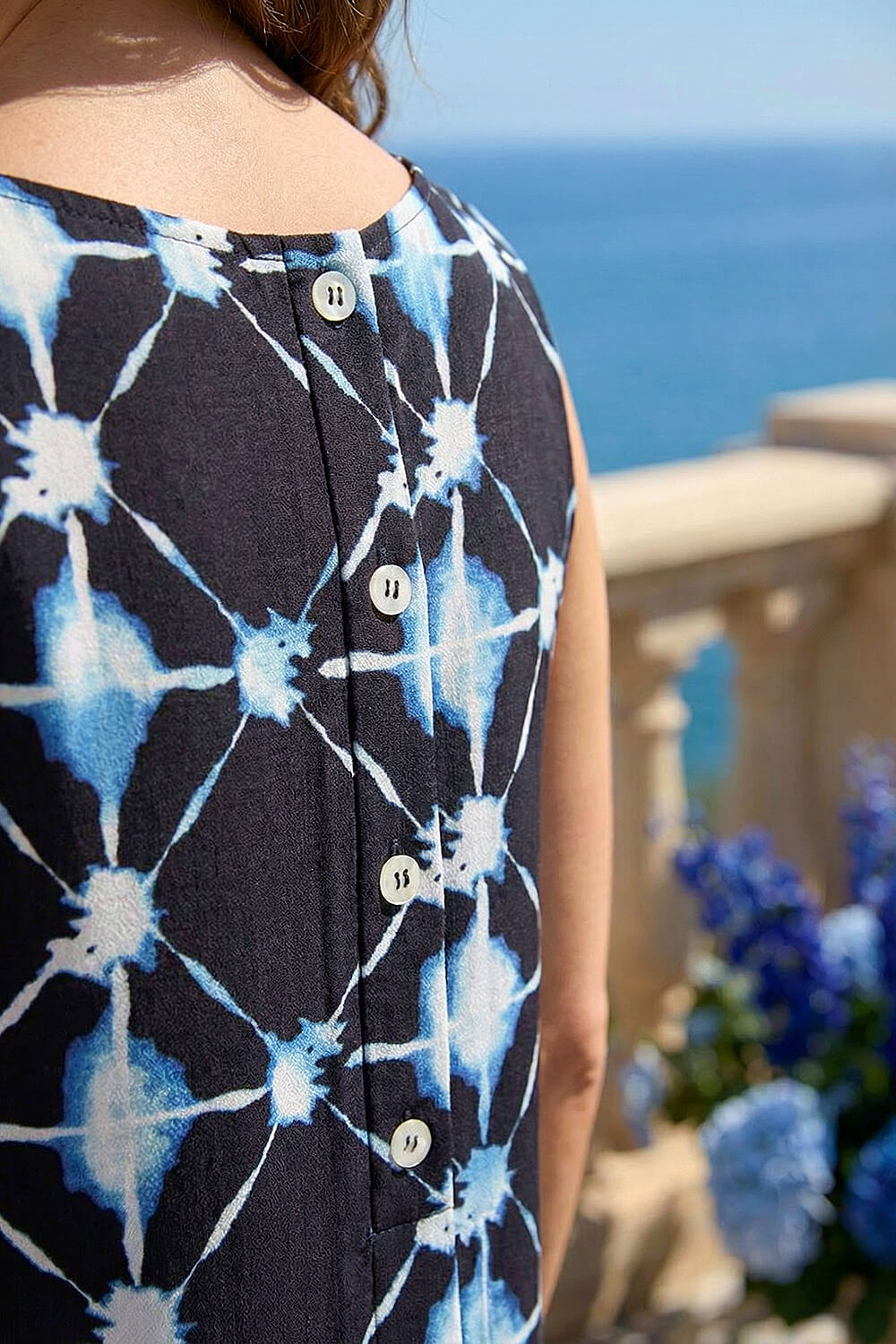 Navy Petite Geometric Shift Dress, Image 5 of 4